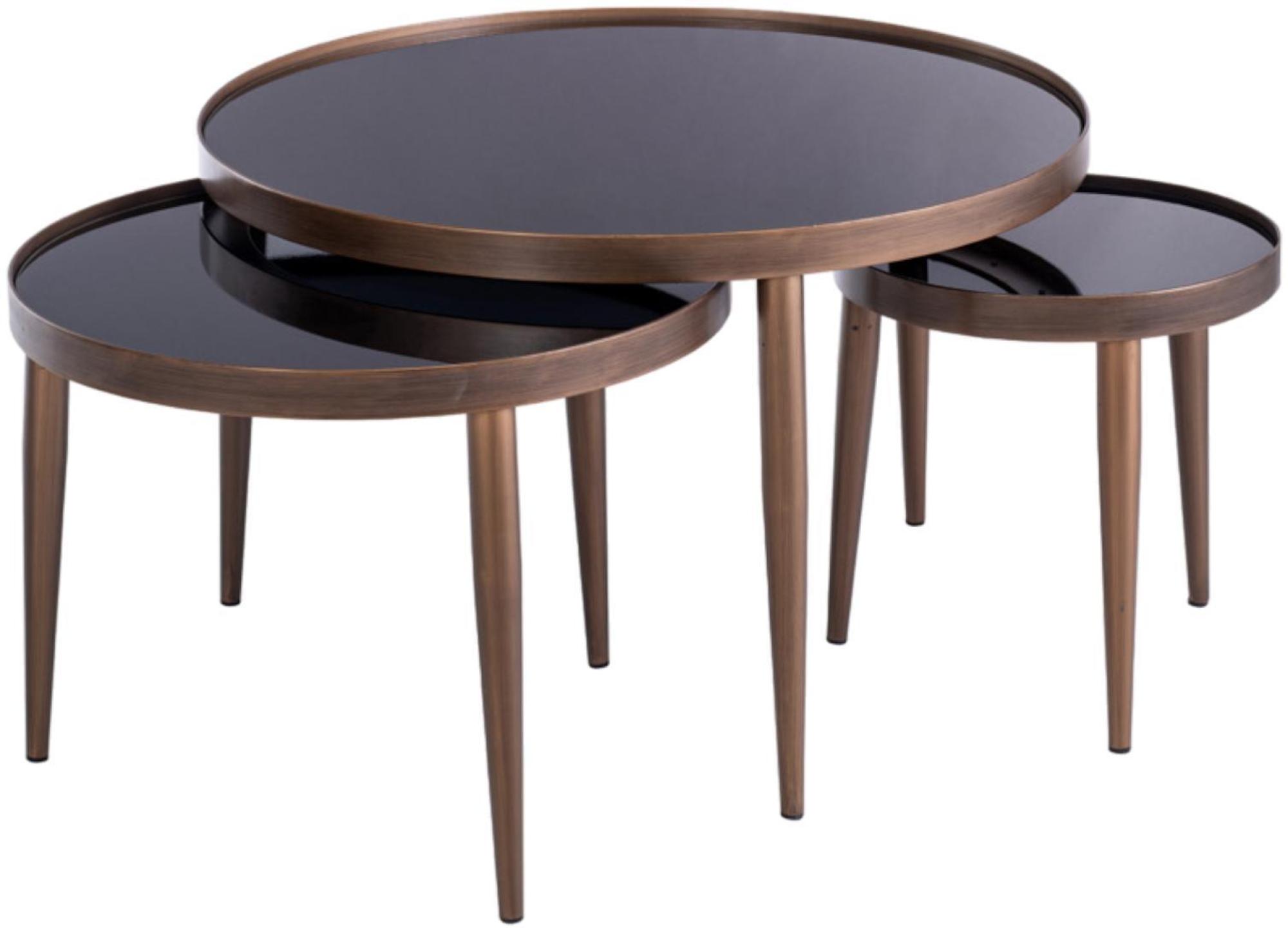 Product photograph of Verona Antique Brushed Brass Coffee Table Set Of 3 from Choice Furniture Superstore.