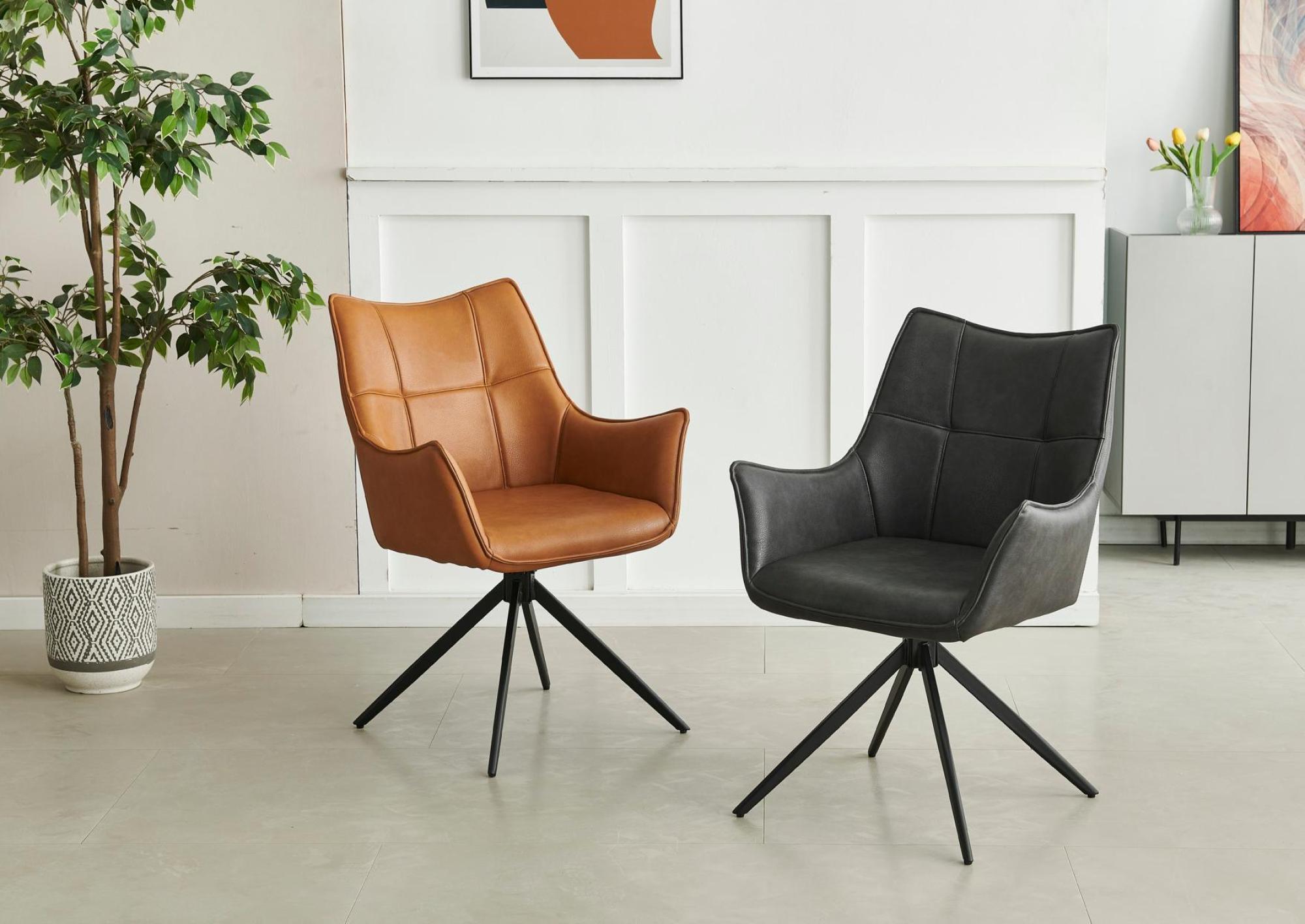 Product photograph of Vito Charcoal Faux Leather Dining Armchair Sold In Pairs from Choice Furniture Superstore.