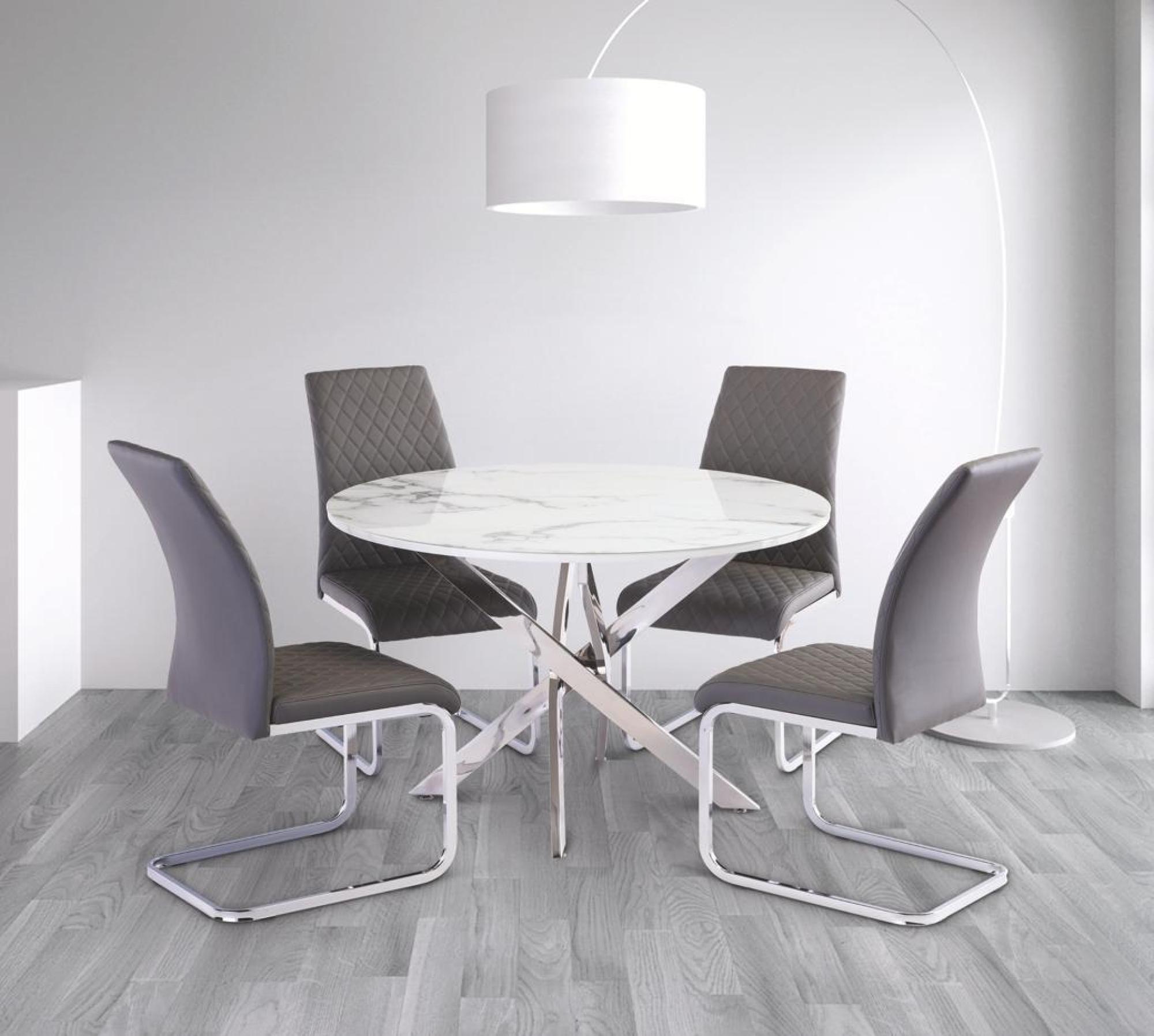 Product photograph of Waverley White Marble 4 Seater Round Dining Table from Choice Furniture Superstore.