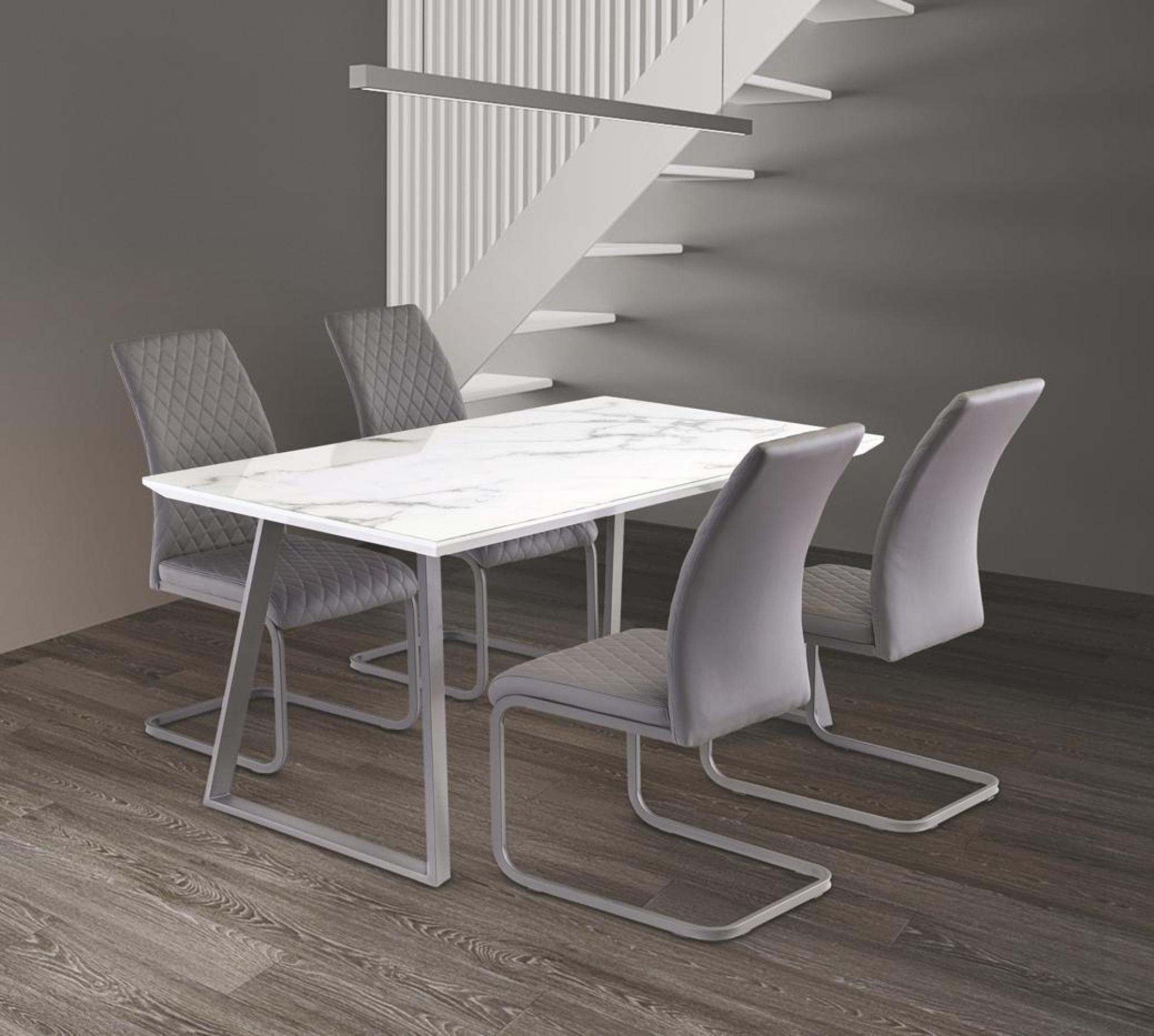 Product photograph of Waverley White Marble 4 Seater Rectangular Dining Table from Choice Furniture Superstore.