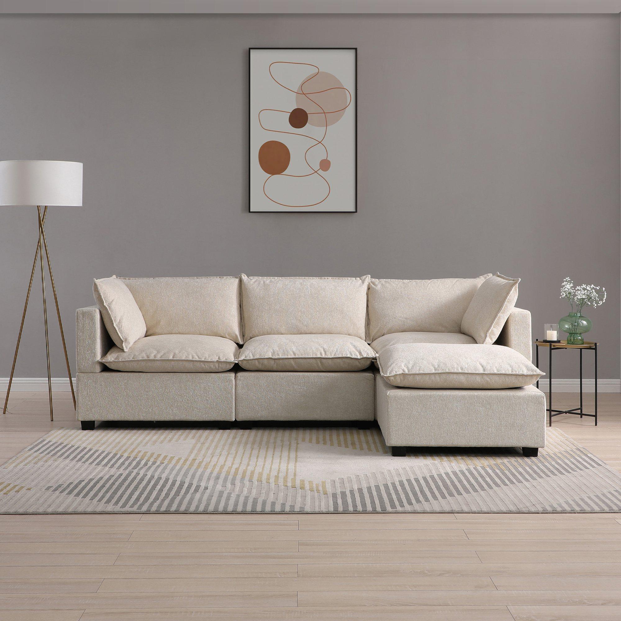 Product photograph of Moda Natural Boucle Fabric Corner Sofa from Choice Furniture Superstore.