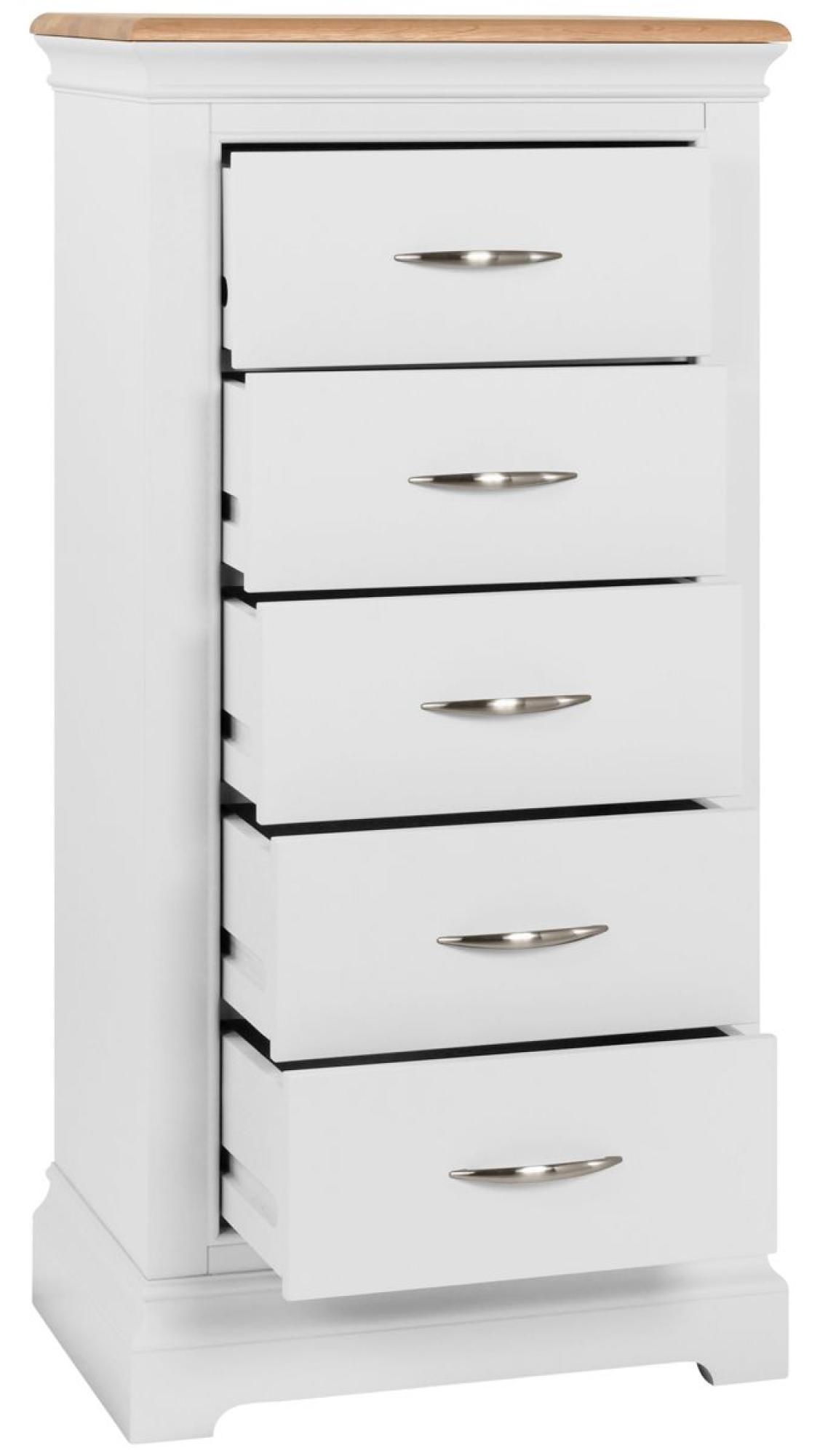 Product photograph of Annecy Bluestar White Painted 5 Drawer Wellington Chest from Choice Furniture Superstore.