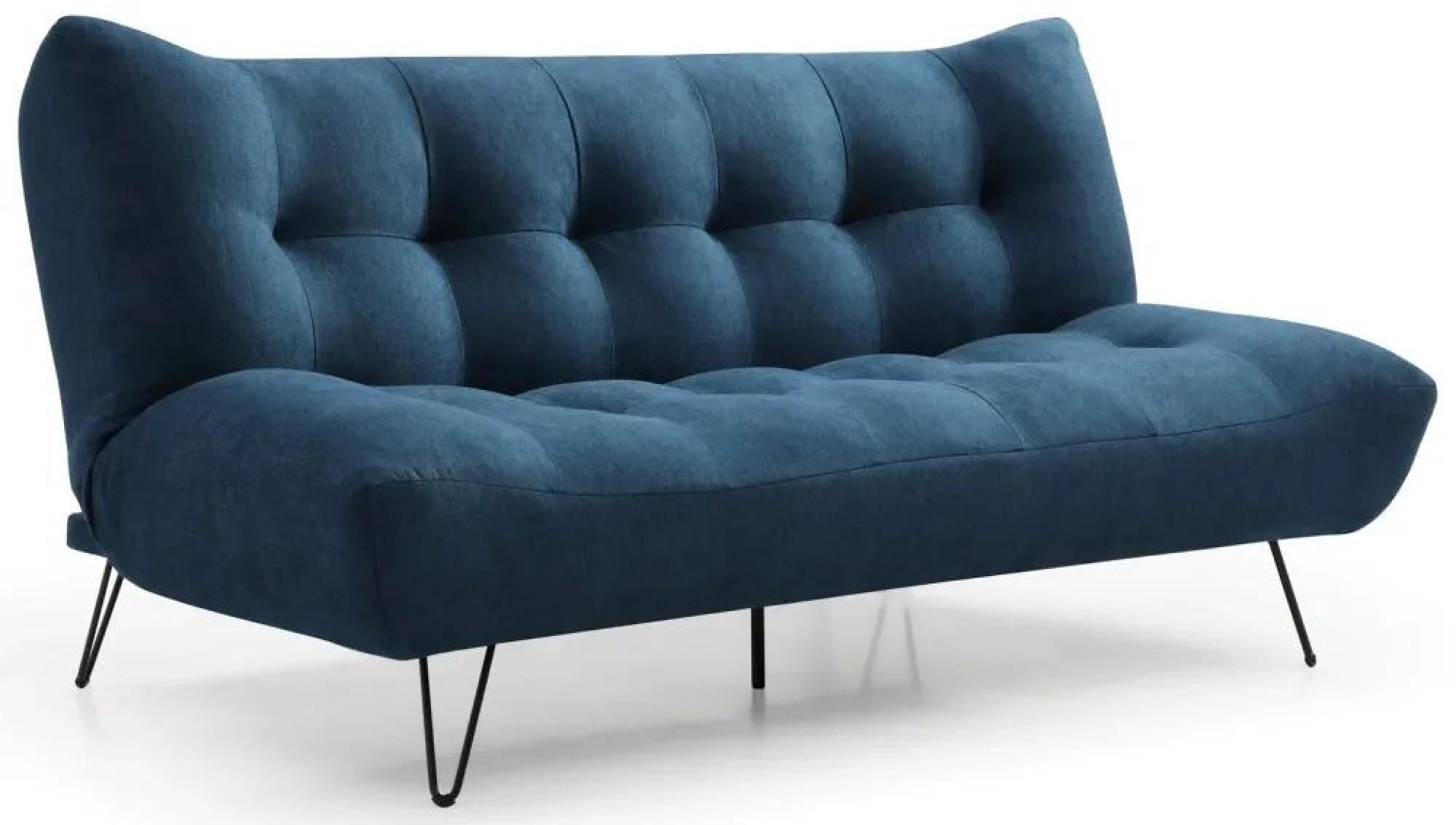 Product photograph of Lux Themis Blue Soft Textured Weave Futon 2 Seater Sofa Bed from Choice Furniture Superstore.