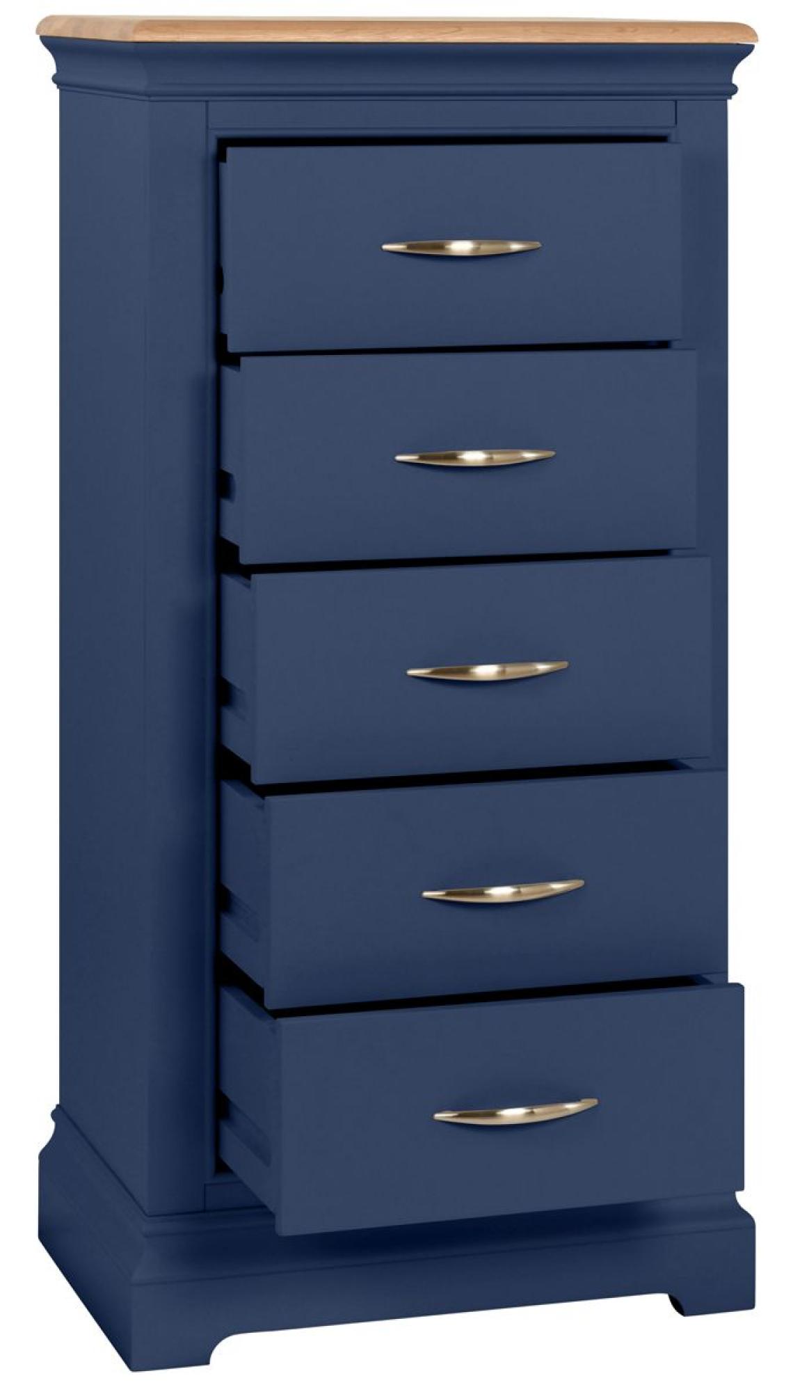 Product photograph of Annecy Electric Blue Painted 5 Drawer Wellington Chest from Choice Furniture Superstore.