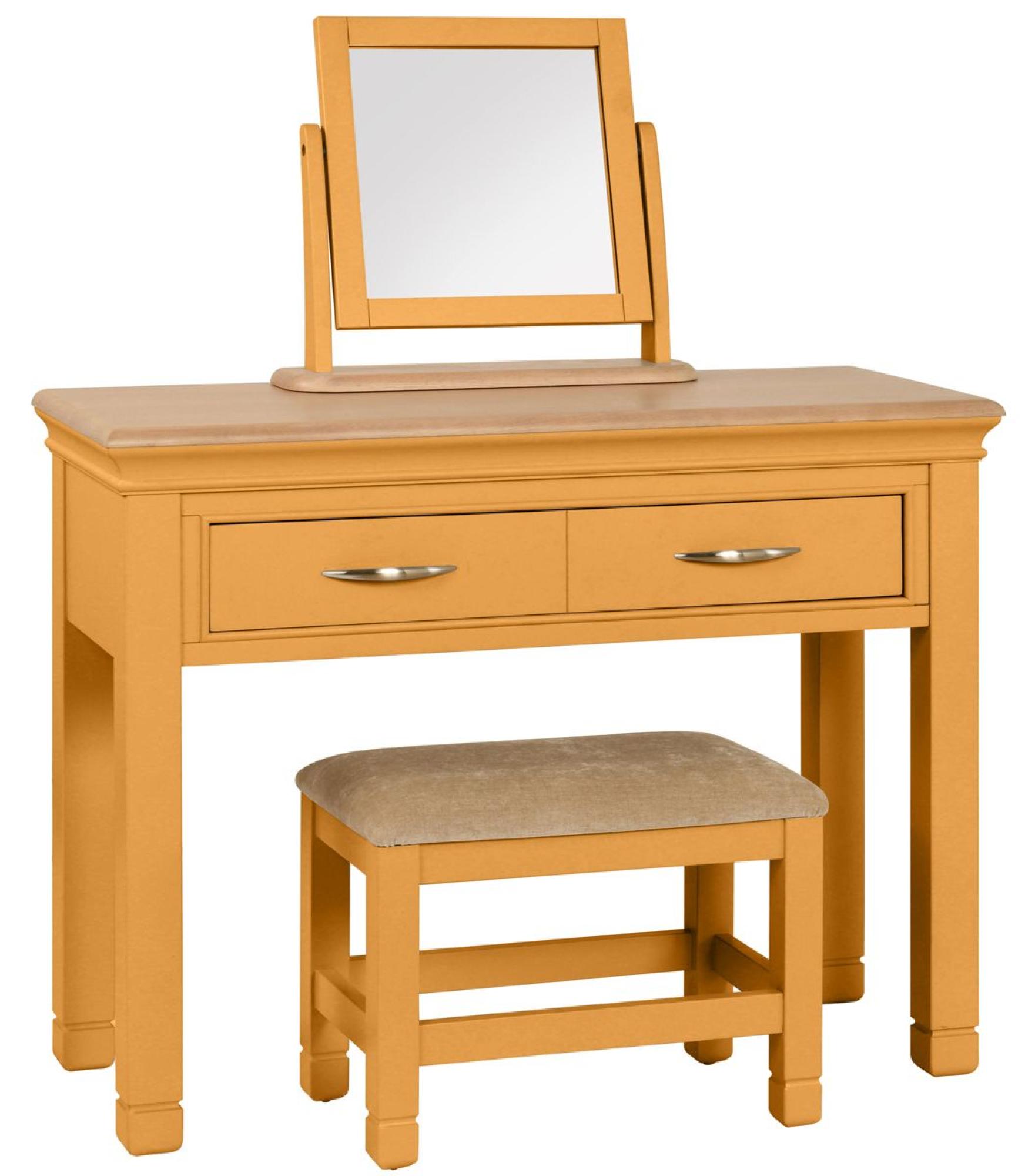 Product photograph of Annecy Orange Mustard Painted 2 Drawer Dressing Table from Choice Furniture Superstore.