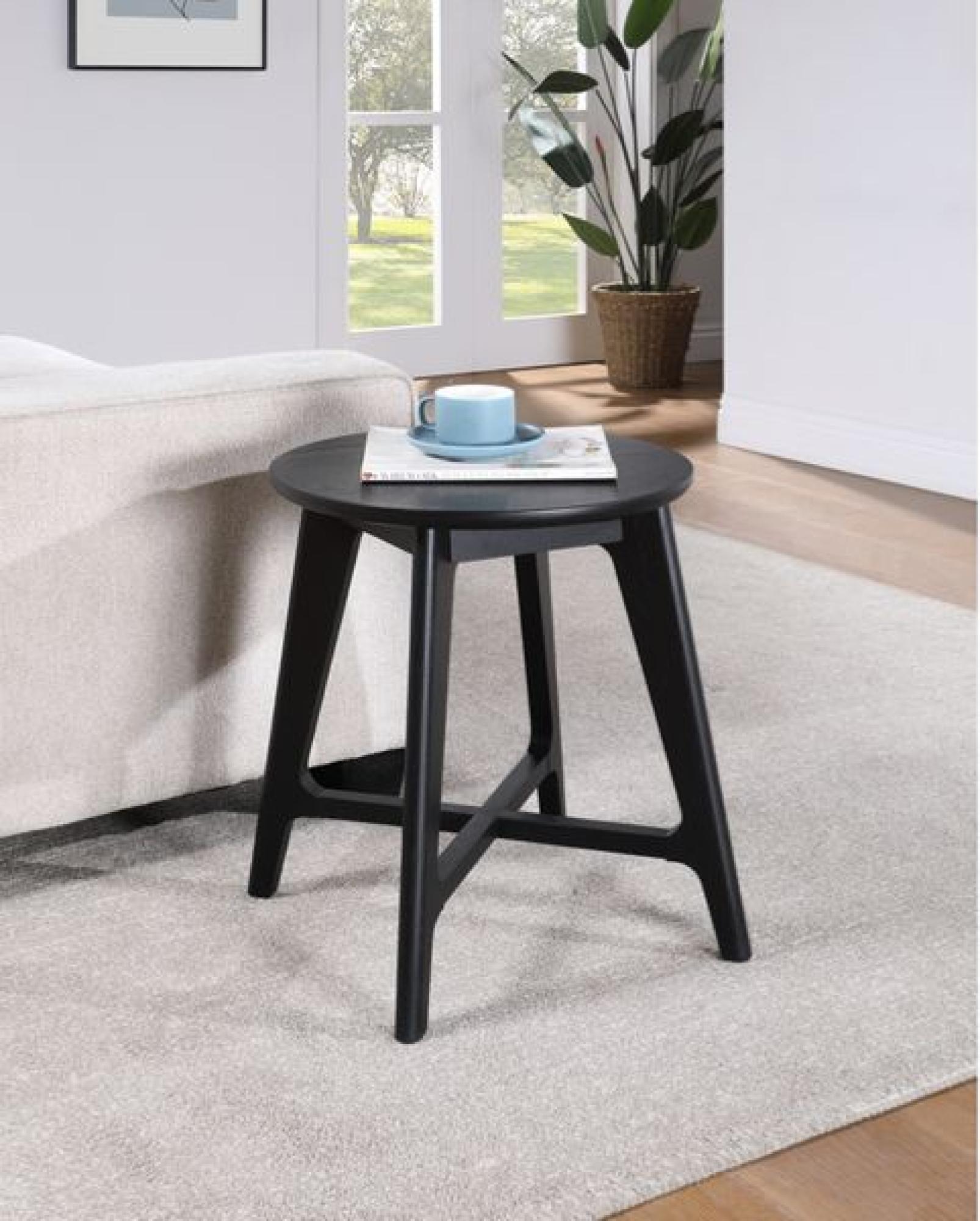 Product photograph of Carrington Black Oak Round Lamp Table from Choice Furniture Superstore.