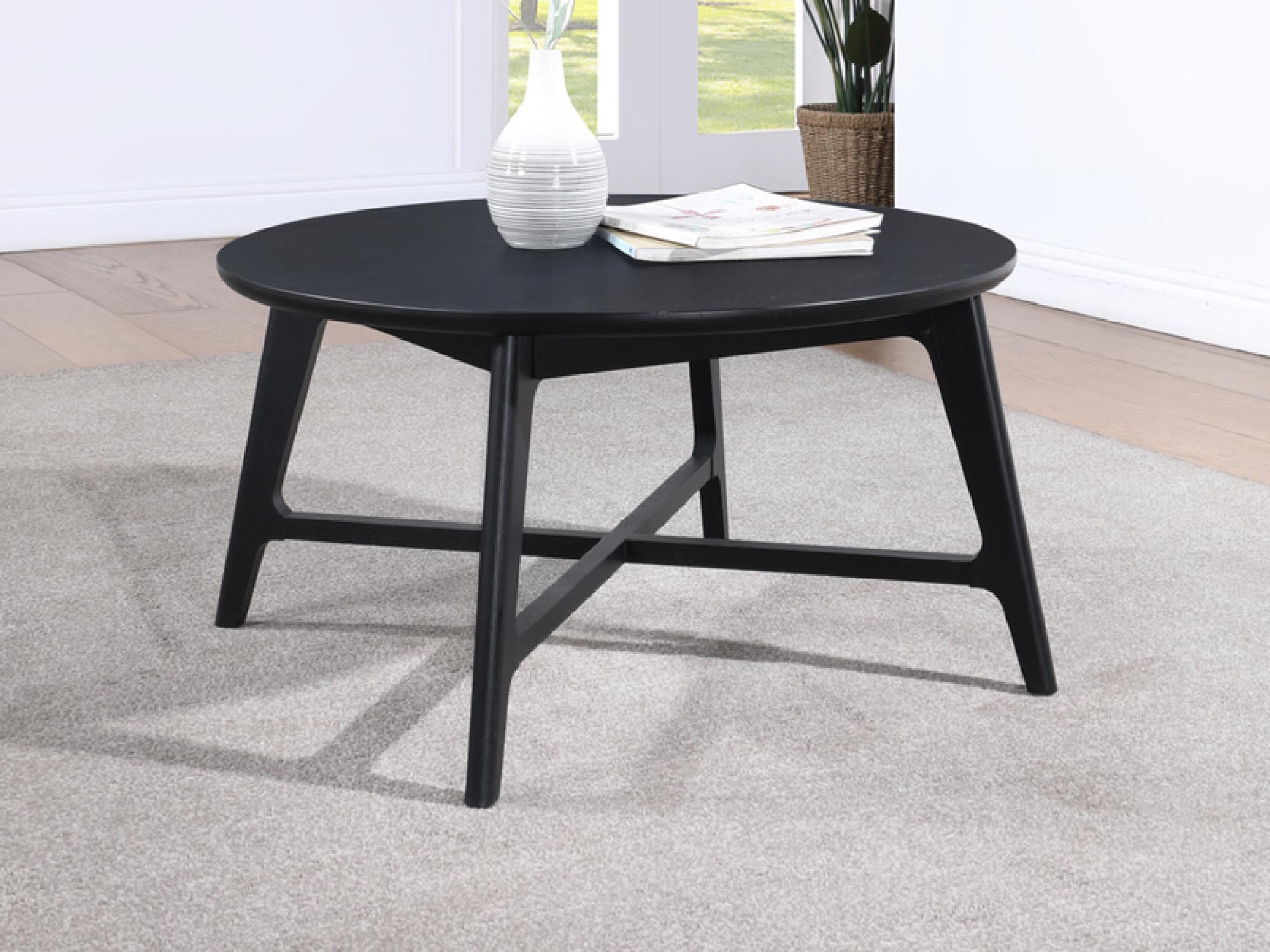 Product photograph of Carrington Black Oak 80cm Round Coffee Table from Choice Furniture Superstore.