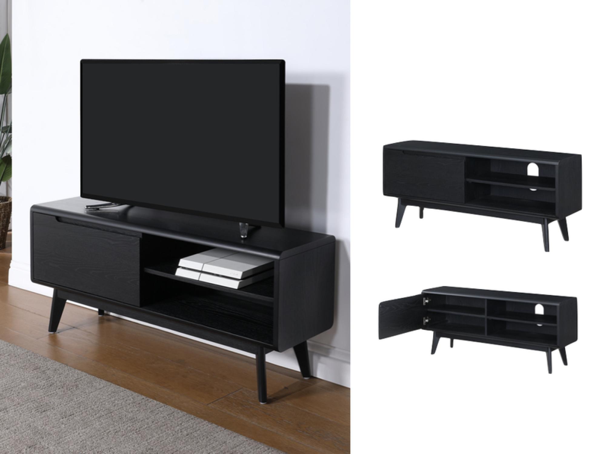 Product photograph of Carrington Black Oak Medium Tv Unit 121cm L With Storage For Television Upto 50inch Plasma from Choice Furniture Superstore.