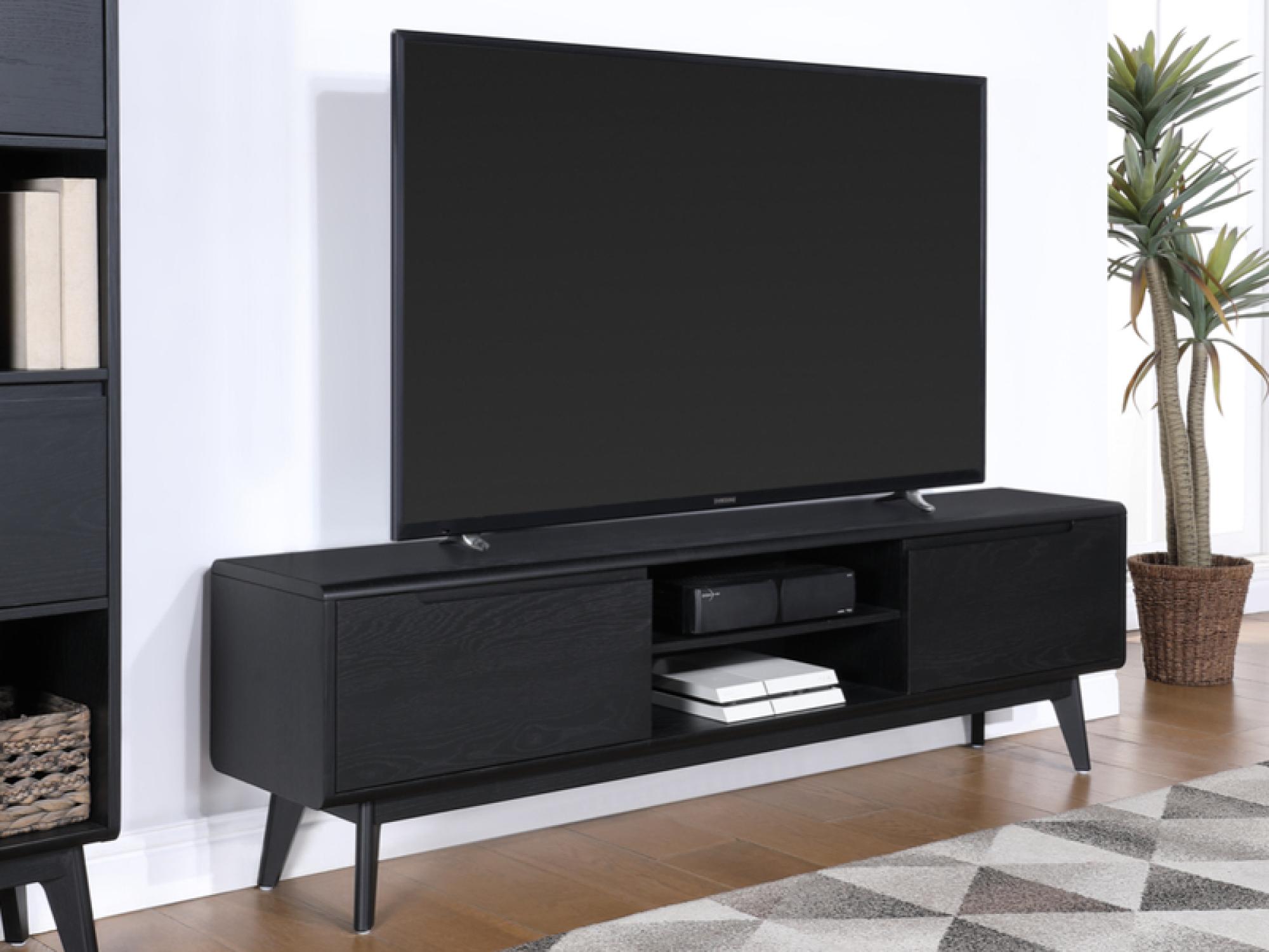 Product photograph of Carrington Black Oak Large Tv Unit 180cm L With Storage For Television Upto 70inch Plasma from Choice Furniture Superstore.