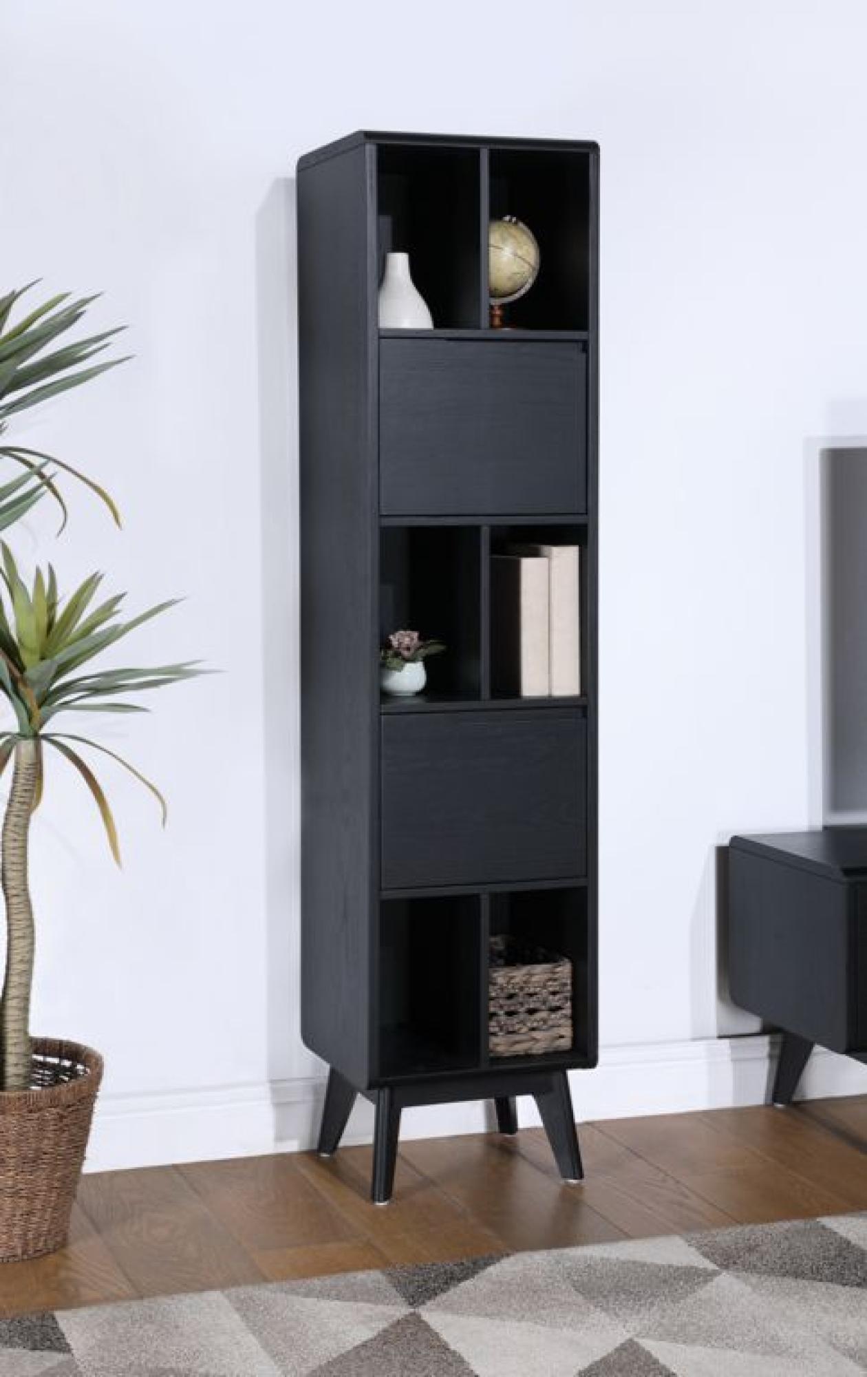 Product photograph of Carrington Black Oak Narrow Bookcase from Choice Furniture Superstore.