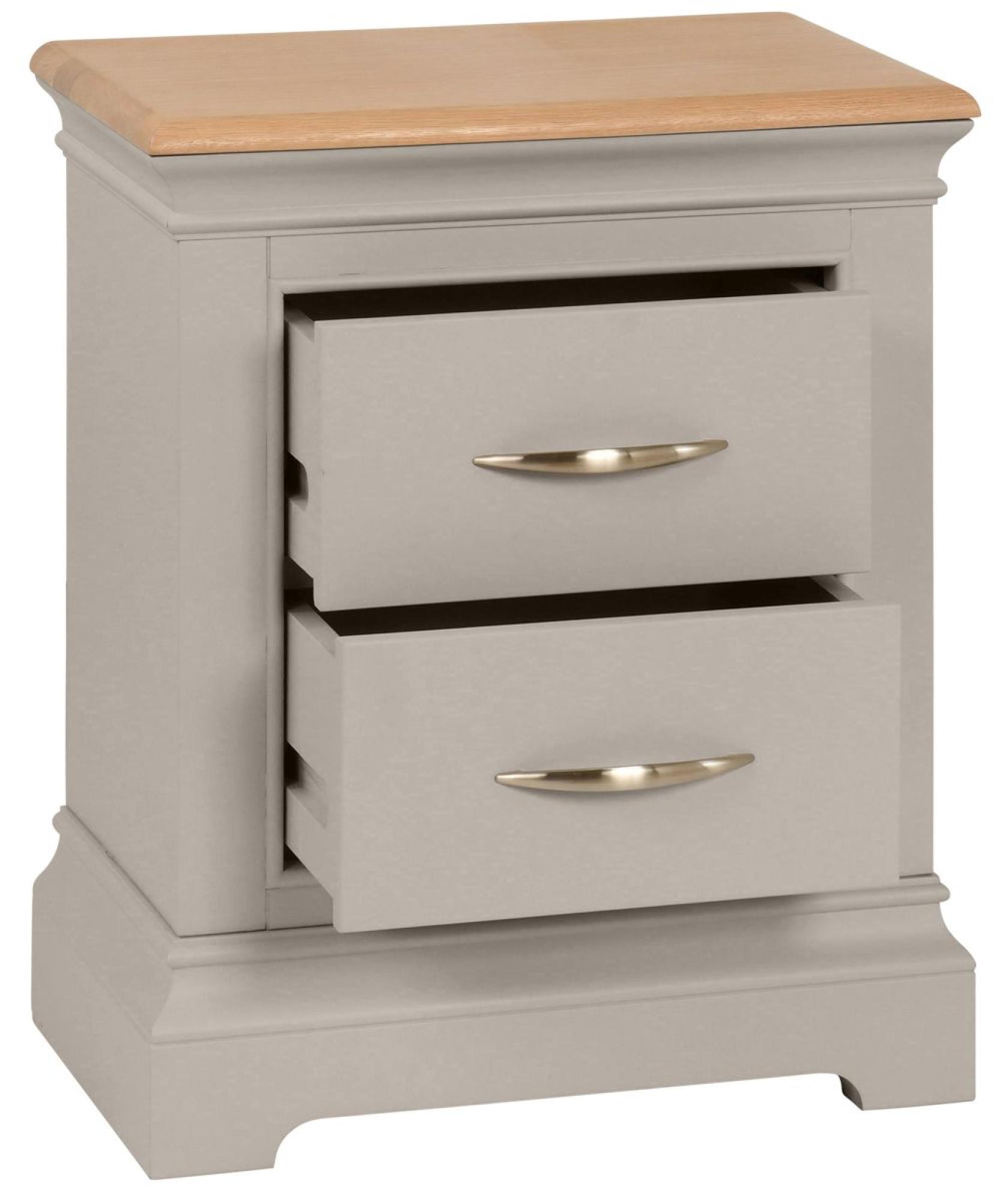 Product photograph of Annecy Moon Grey Painted 2 Drawer Bedside Cabinet from Choice Furniture Superstore.