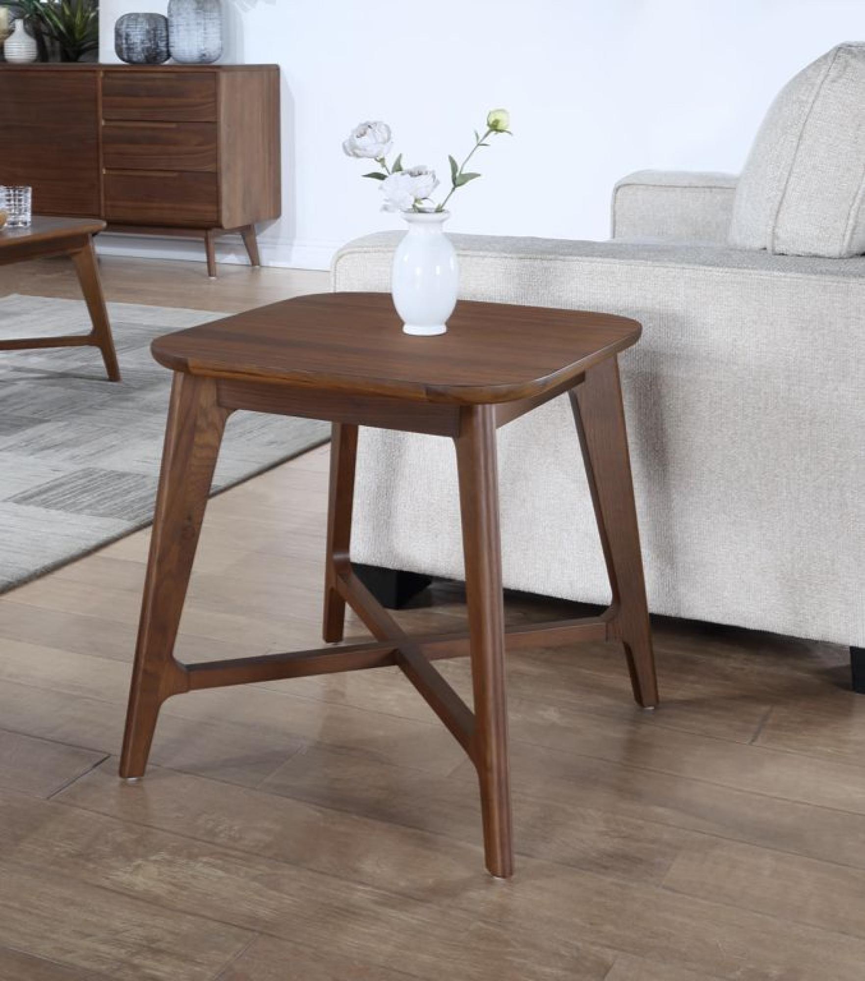 Product photograph of Carrington Walnut Square Lamp Table from Choice Furniture Superstore.