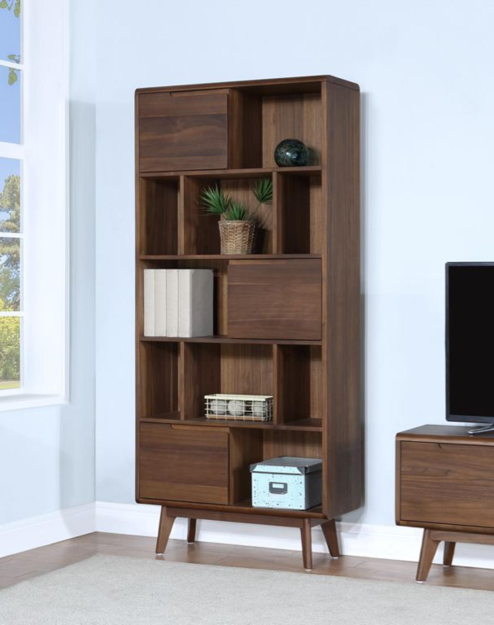 Product photograph of Carrington Walnut Wide Bookcase from Choice Furniture Superstore.