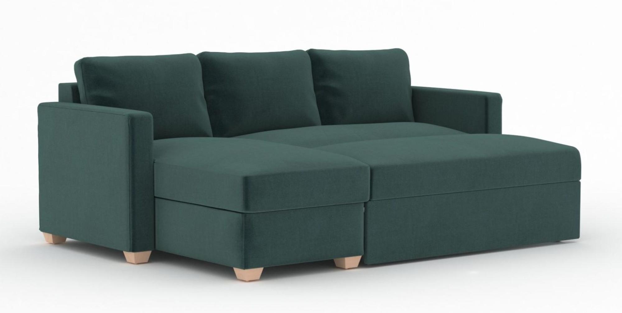 Product photograph of Oscar Sunningdale Bottle Green Fabric Corner Sofa Bed from Choice Furniture Superstore.