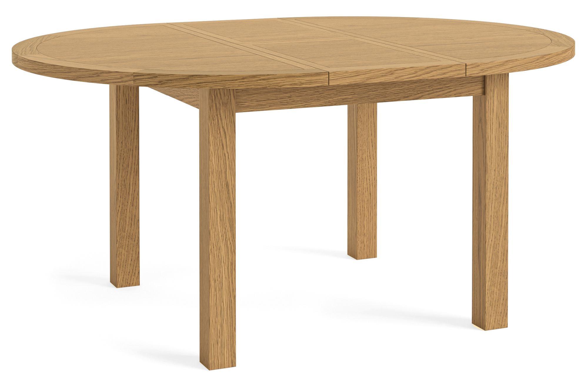 Product photograph of Burford Oak 4-6 Seater Round Extending Dining Table from Choice Furniture Superstore.