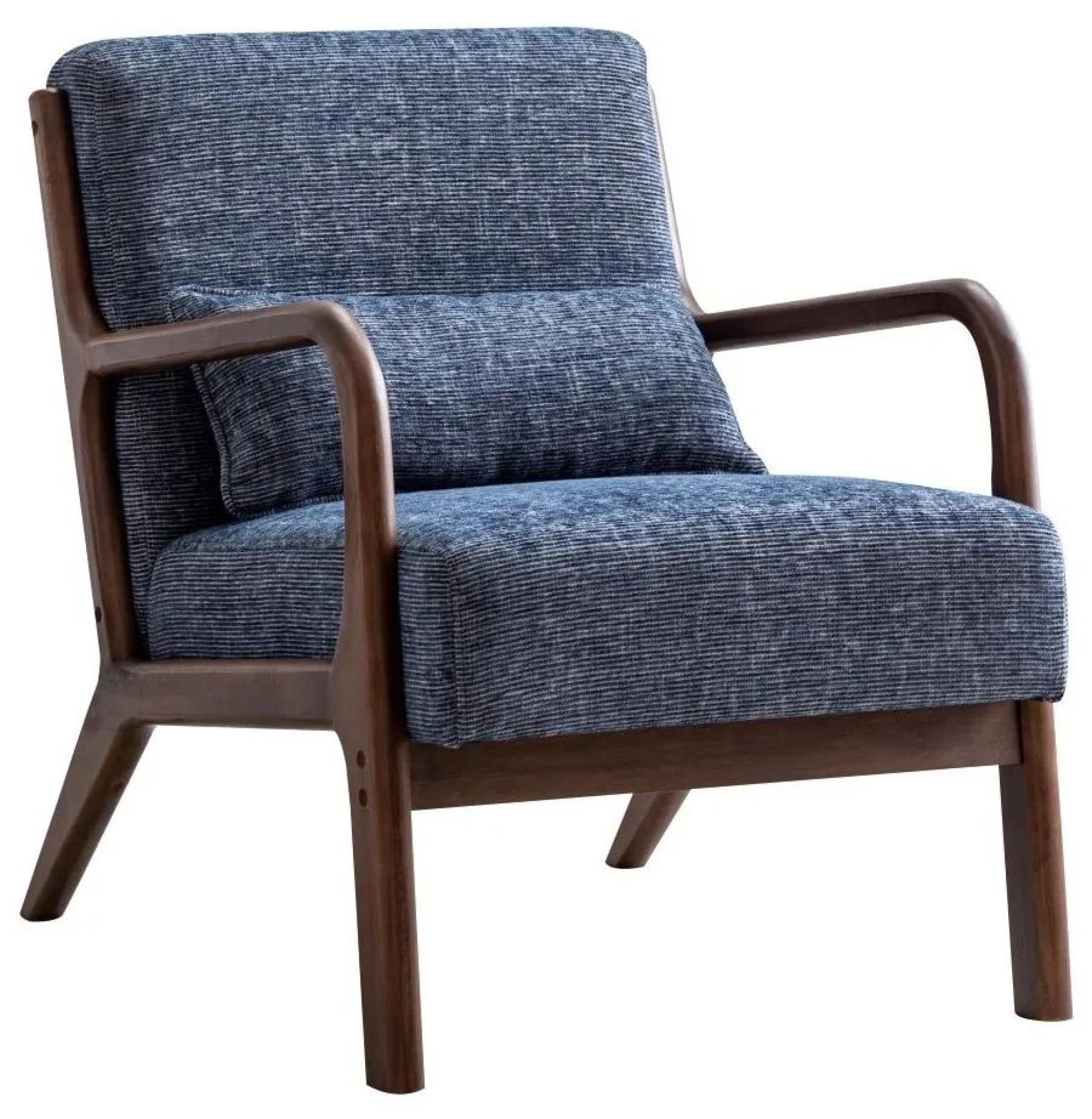 Product photograph of Inca Leto Navy Blue Woven Chenille Fabric Armchair from Choice Furniture Superstore.