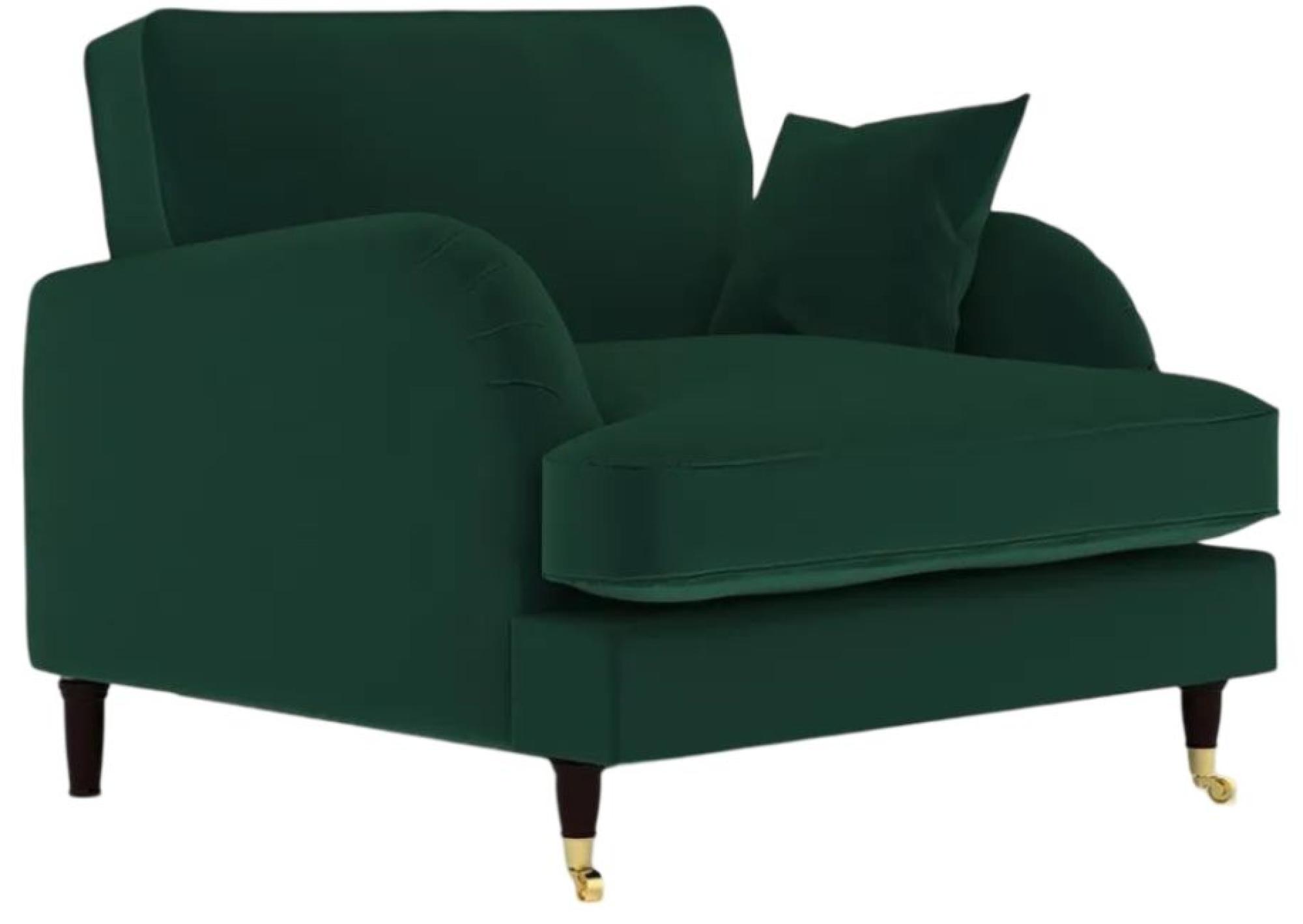 Product photograph of Darcy Green Velvet Fabric Cuddle Chair from Choice Furniture Superstore.