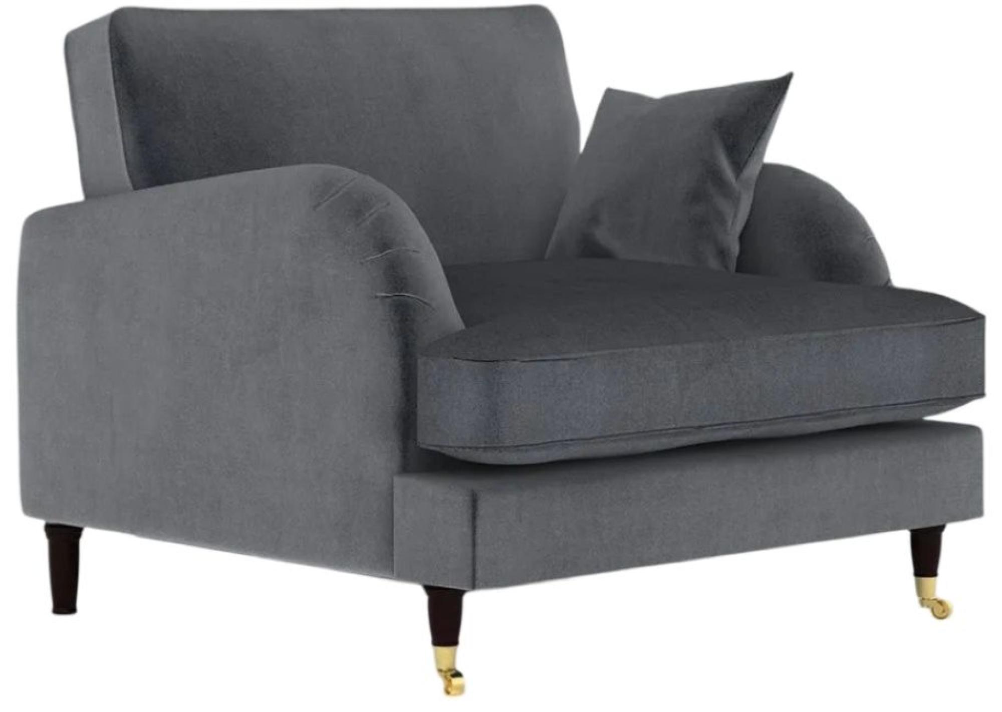 Product photograph of Darcy Grey Velvet Fabric Cuddle Chair from Choice Furniture Superstore.