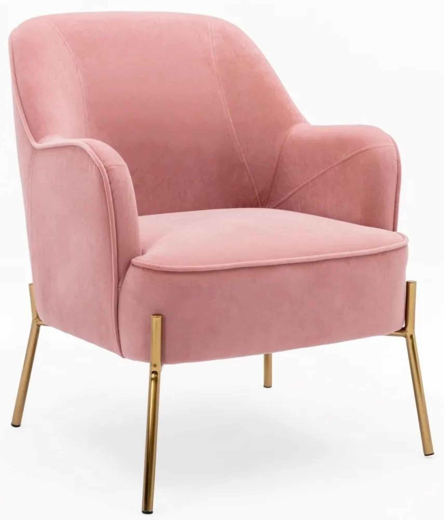 Product photograph of Mia Eris Pink Velvet Fabric Accent Chair from Choice Furniture Superstore.