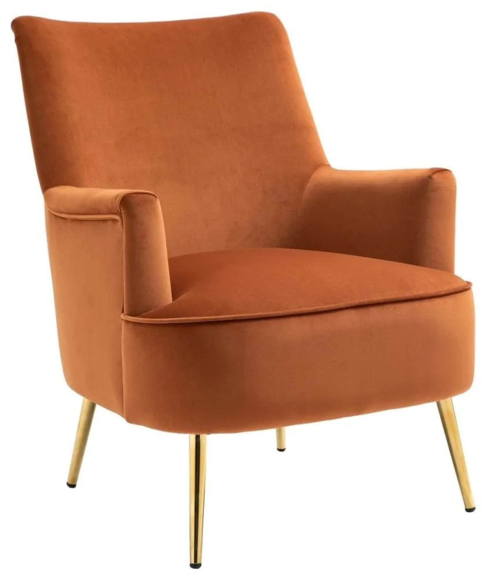 Product photograph of Jetson Athena Burnt Orange Velvet Fabric Accent Chair from Choice Furniture Superstore.