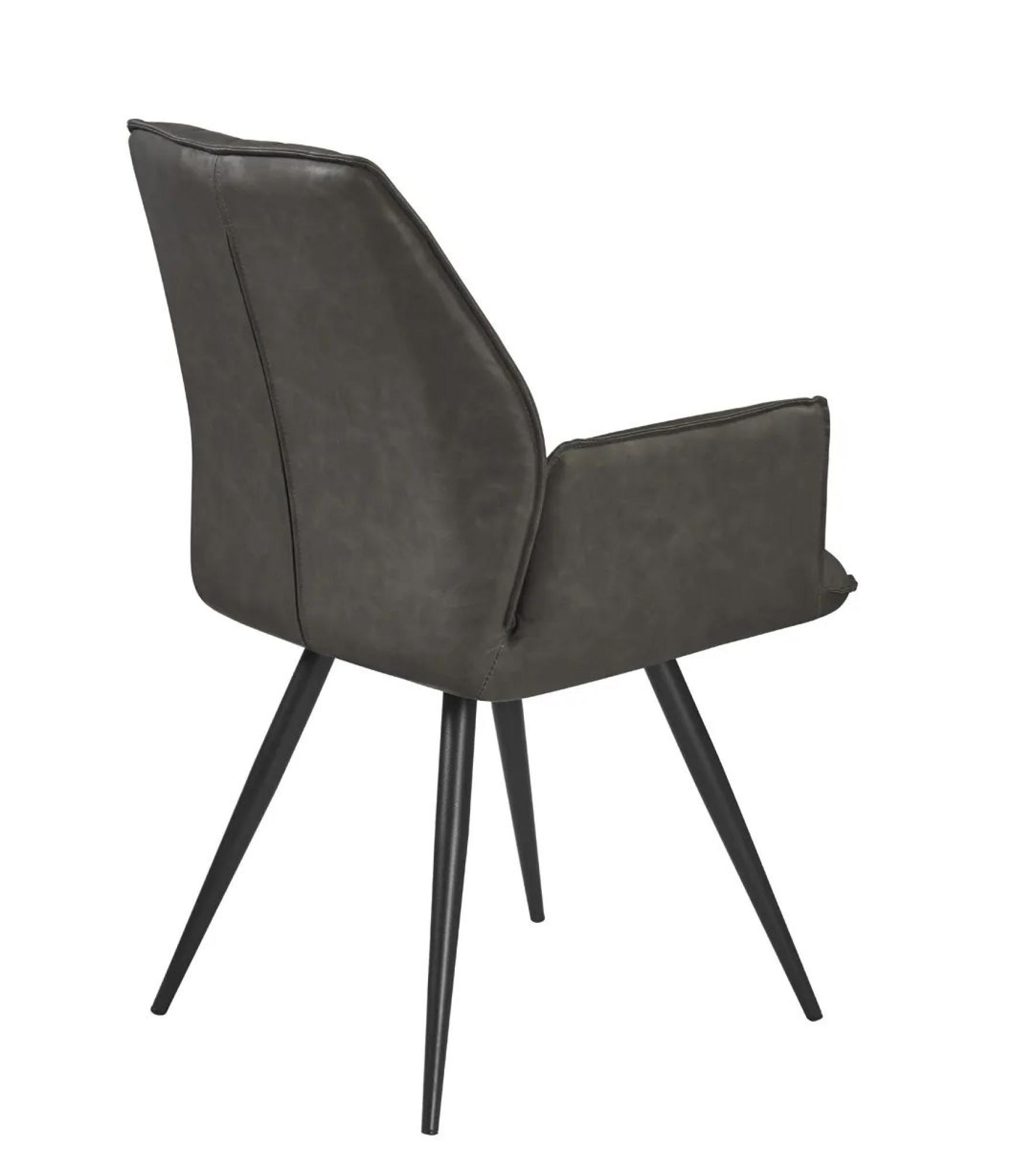 Product photograph of Distressed Dark Grey Faux Leather Dining Armchair Sold In Pairs from Choice Furniture Superstore.