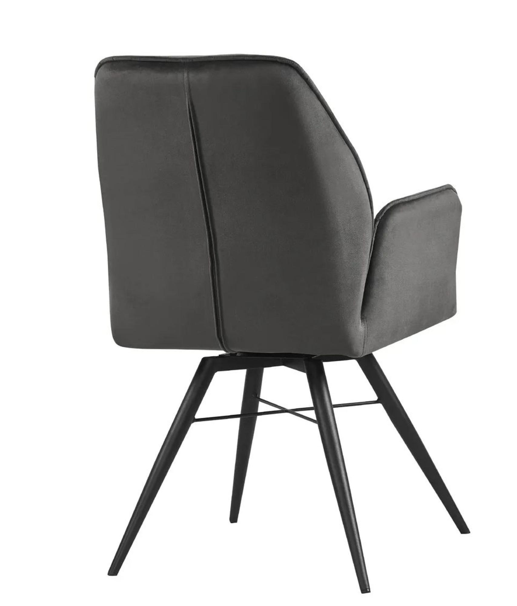 Product photograph of Dark Grey Velvet Fabric Swivel Dining Armchair Sold In Pairs from Choice Furniture Superstore.