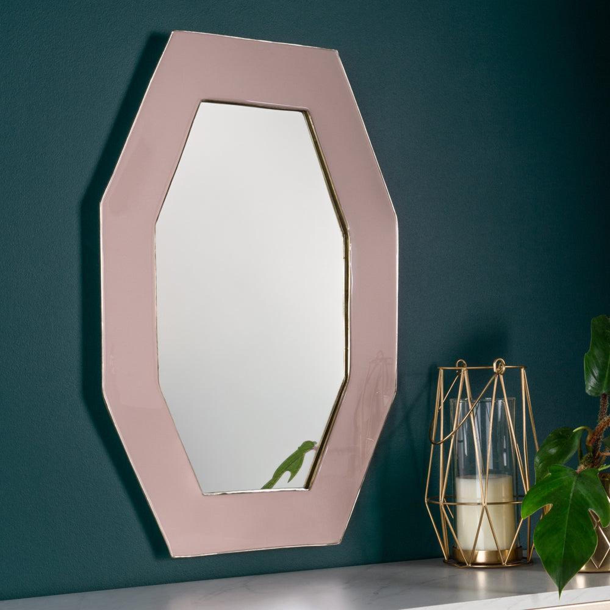 Product photograph of Framed Pink Octagonal Wall Mirror from Choice Furniture Superstore.