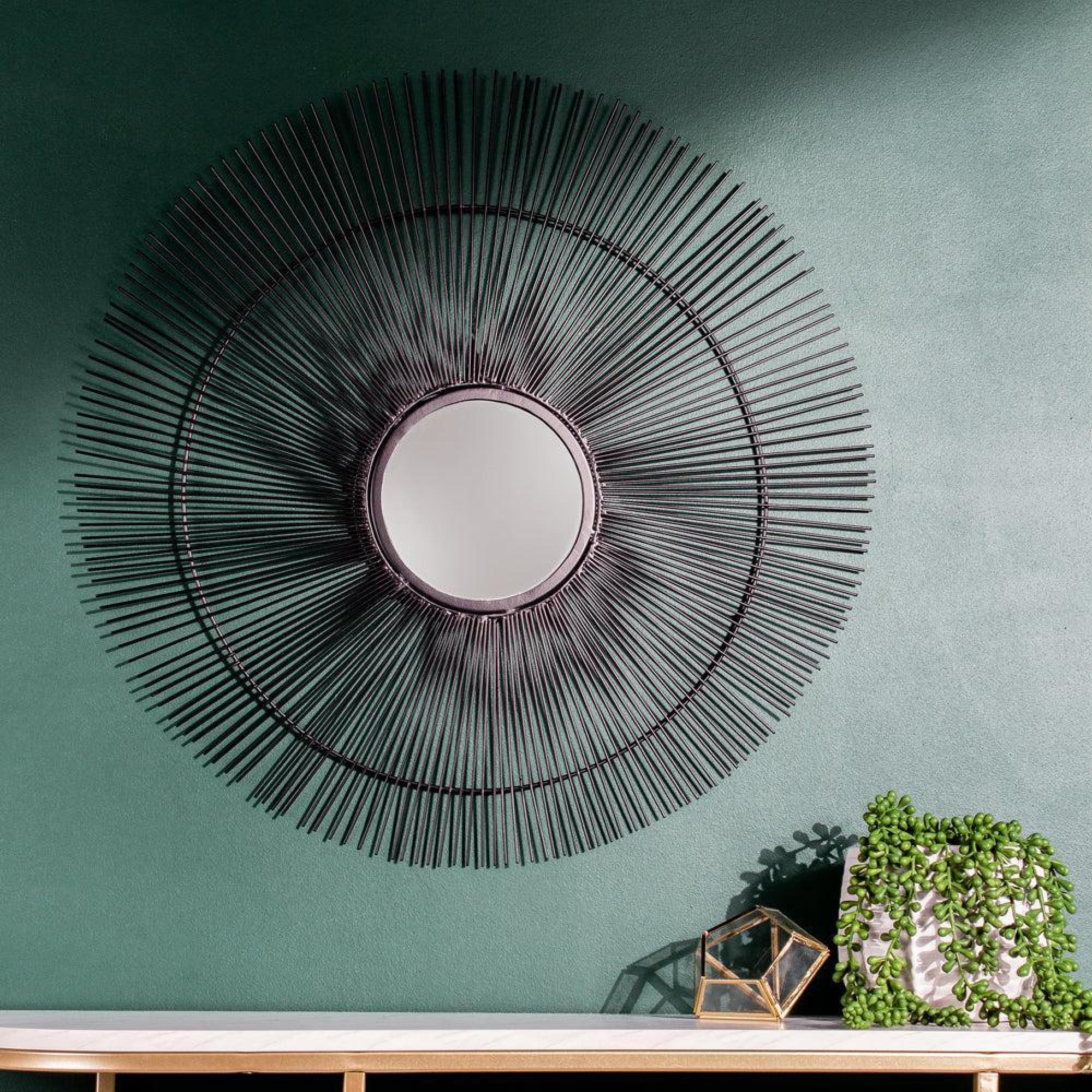 Product photograph of Wire Black Round Circular Wall Mirror from Choice Furniture Superstore.