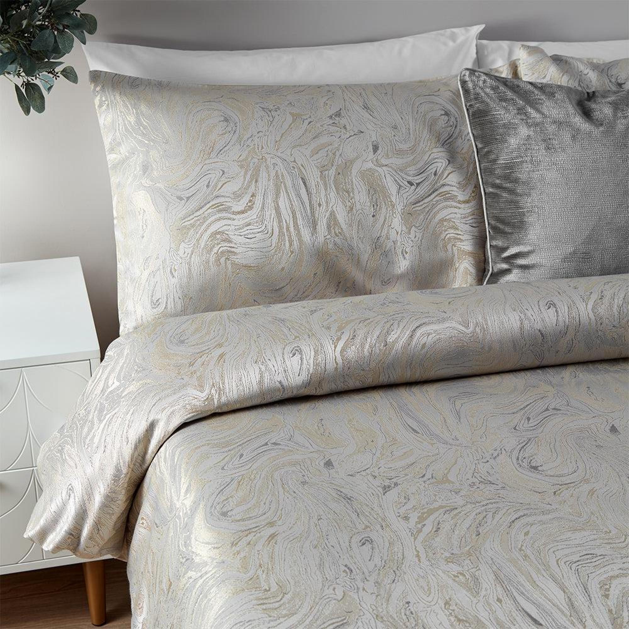 Product photograph of Marble Oyster Jacquard Duvet Cover Set from Choice Furniture Superstore.