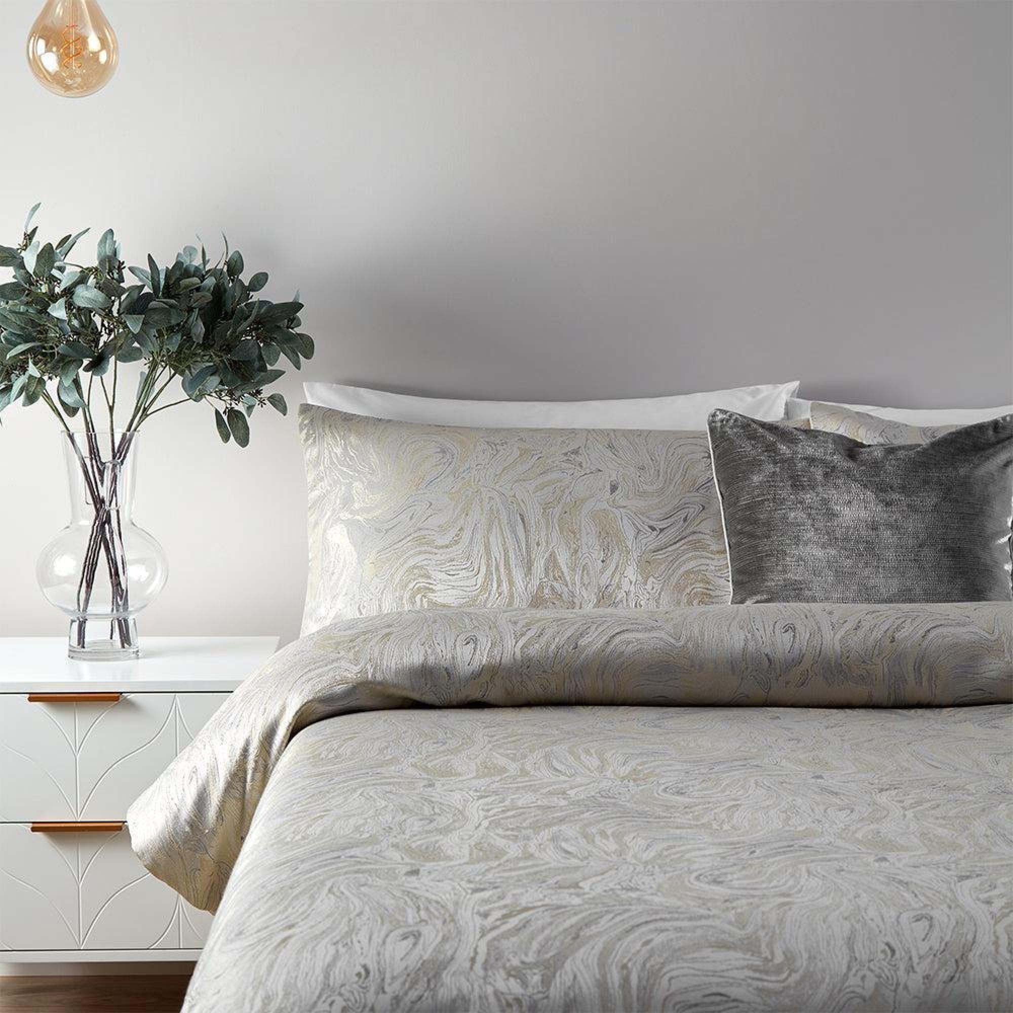 Product photograph of Marble Oyster Jacquard Duvet Cover Set from Choice Furniture Superstore.