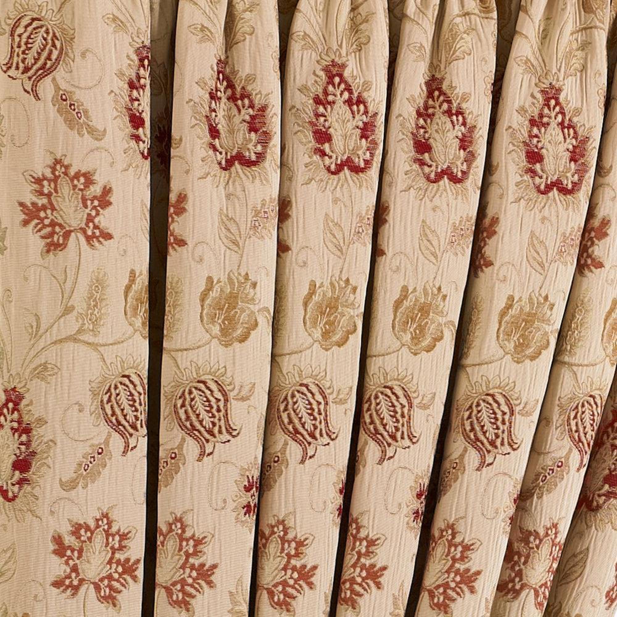 Product photograph of Zurich Champagne Floral Jacquard Pencil Pleat Curtains from Choice Furniture Superstore.