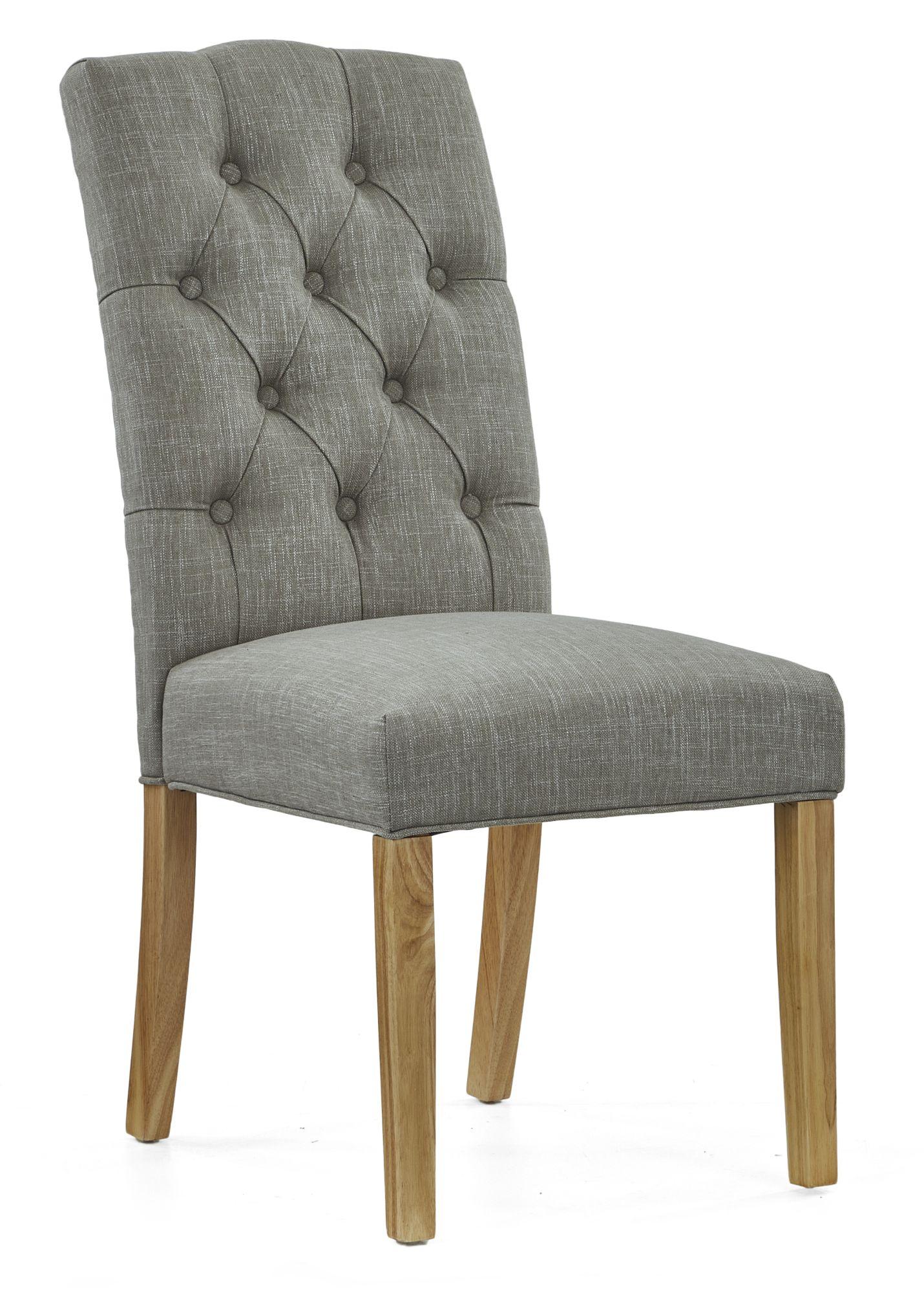 Product photograph of Normandy Grey Fabric Button Back Dining Chair Sold In Pairs from Choice Furniture Superstore.