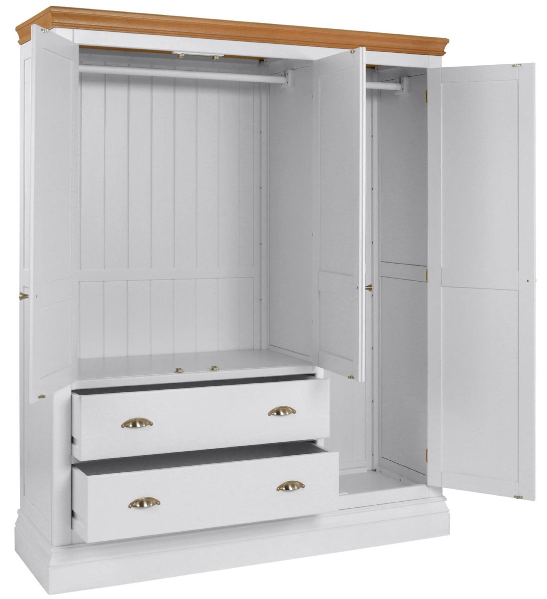 Product photograph of Versailles Bluestar White Painted 3 Door Triple Wardrobe from Choice Furniture Superstore.