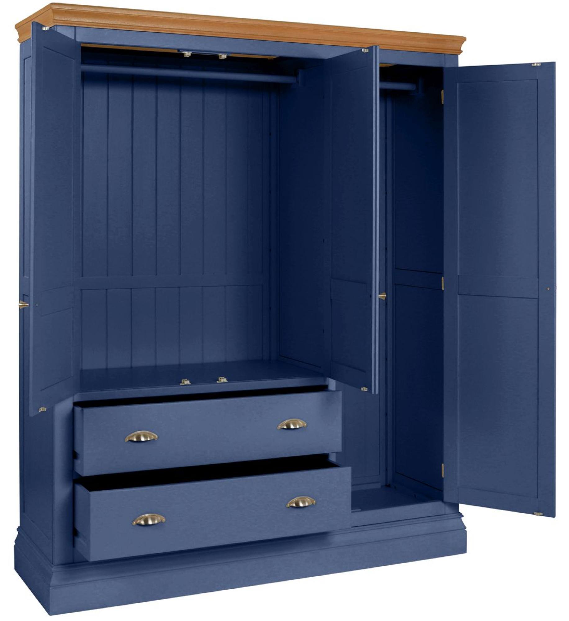 Product photograph of Versailles Electric Blue Painted 3 Door Triple Wardrobe from Choice Furniture Superstore.