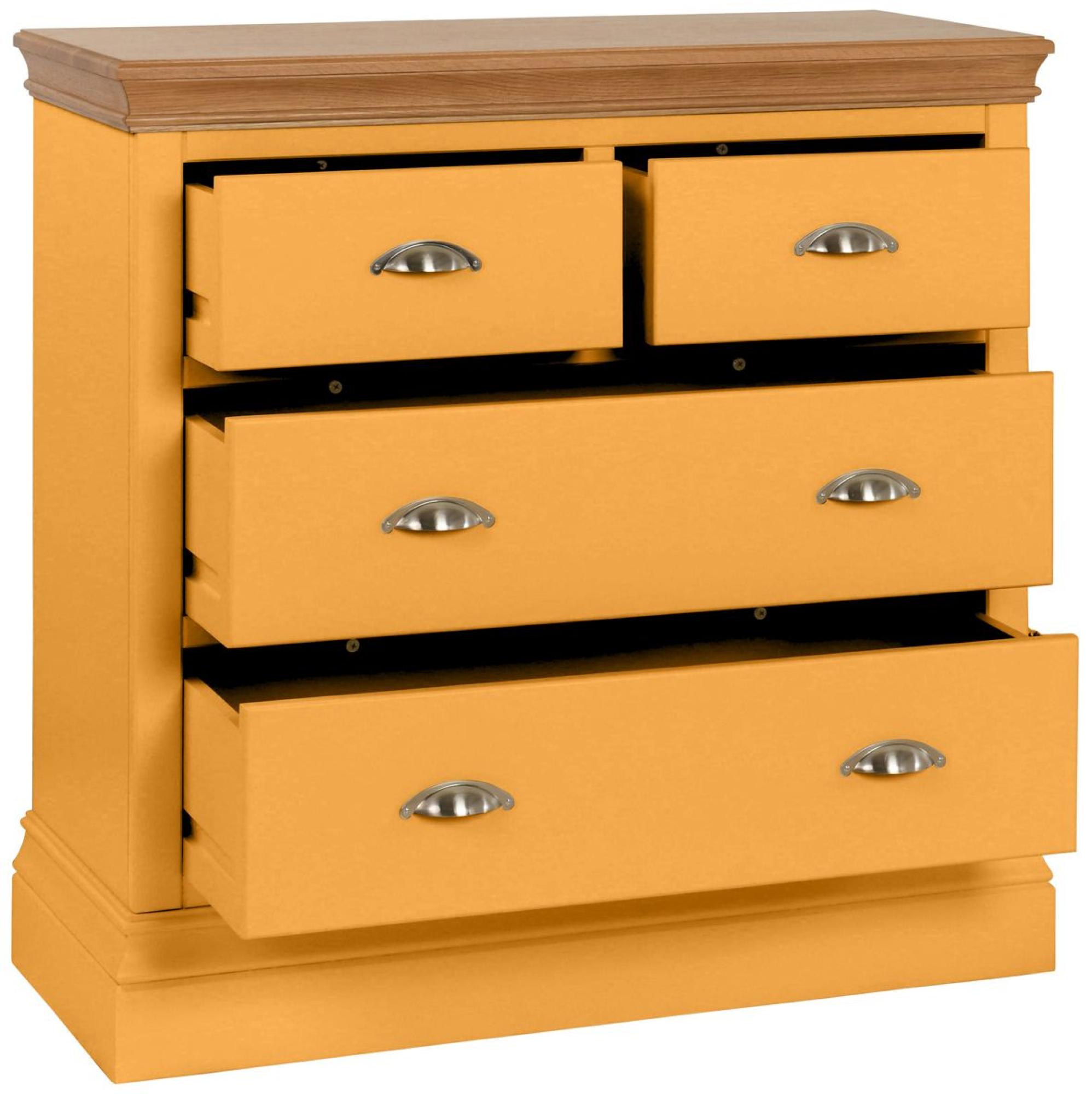 Product photograph of Versailles Orange Mustard Painted 2 2 Drawer Chest from Choice Furniture Superstore.