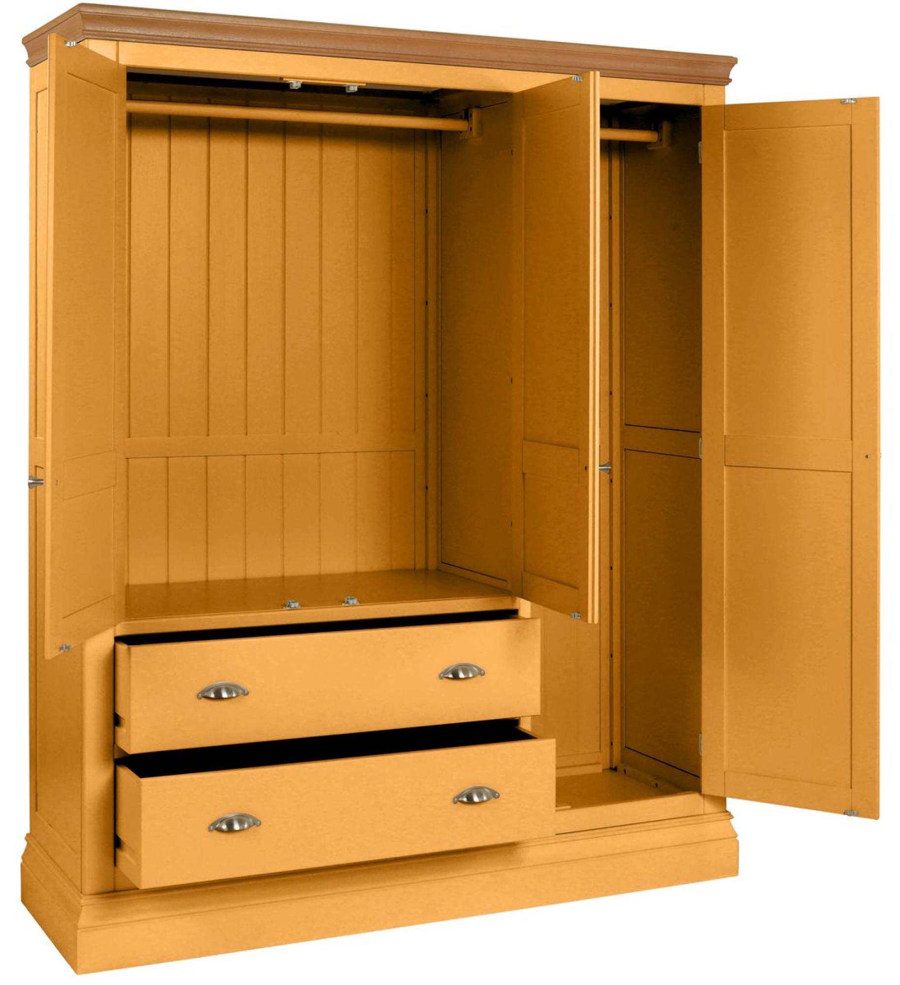 Product photograph of Versailles Orange Mustard Painted 3 Door Triple Wardrobe from Choice Furniture Superstore.