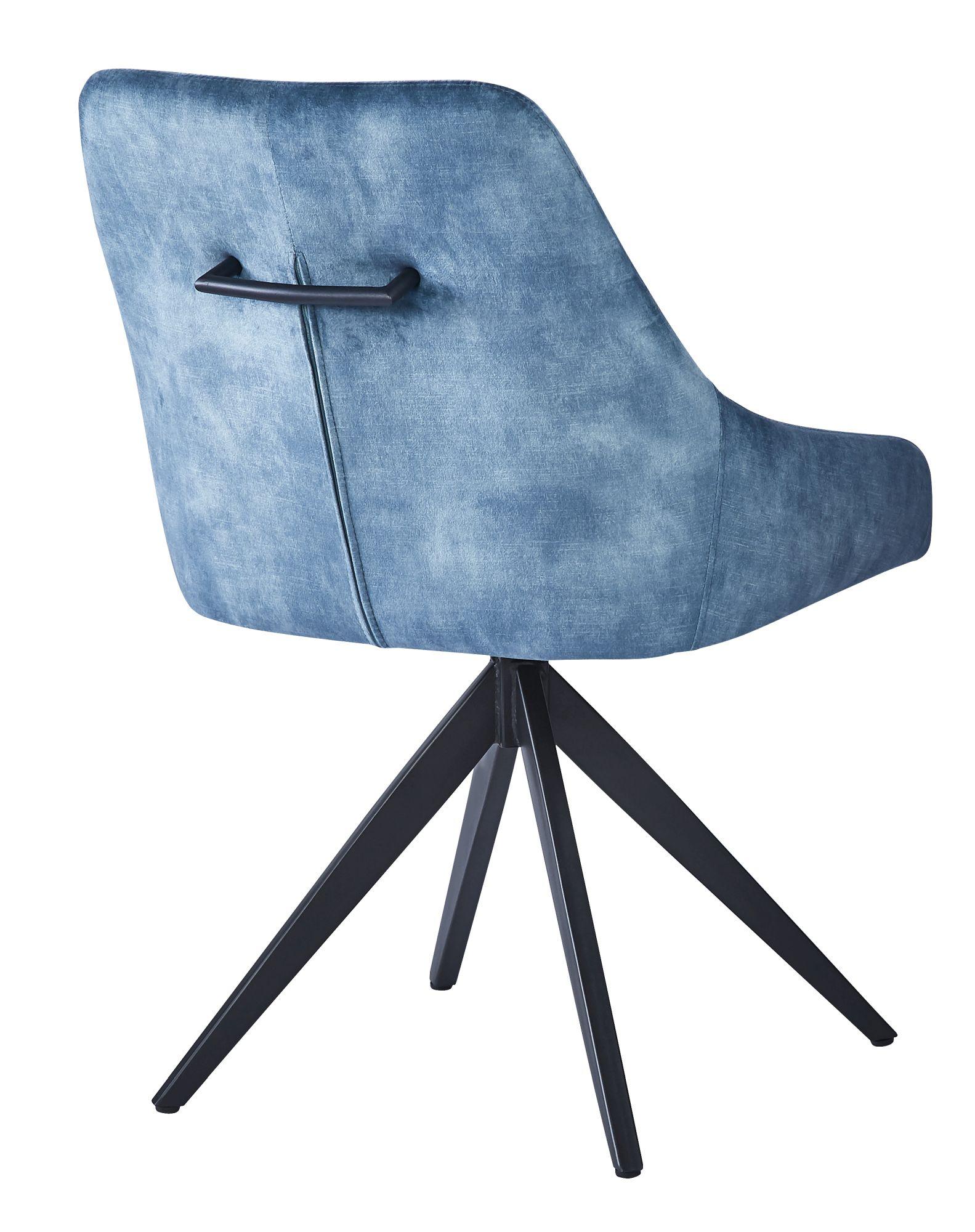 Product photograph of Set Of 2 Hico Blue Fabric Swivel Dining Chair from Choice Furniture Superstore.