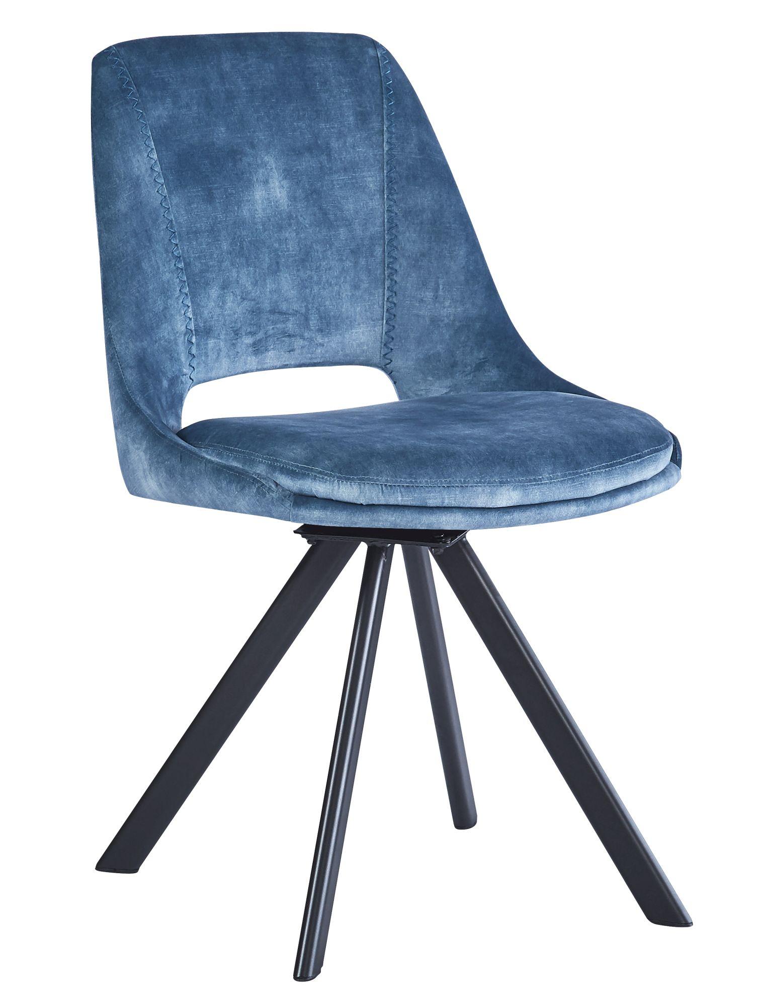 Product photograph of Kieler S Blue Velvet Fabric Swivel Dining Chair Sold In Pairs from Choice Furniture Superstore.