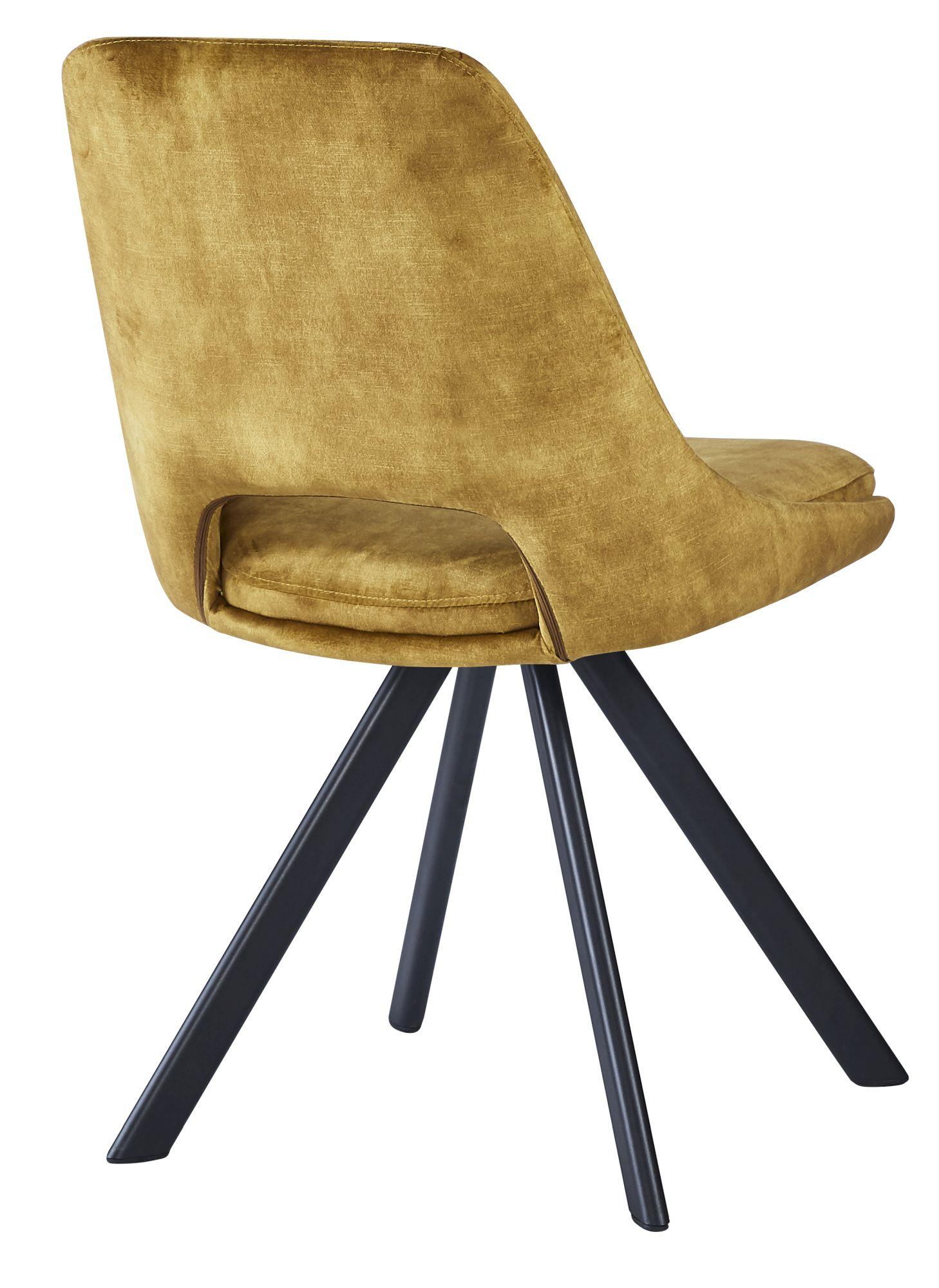 Product photograph of 2 X Kieler Mustard Fabric Swivel Dining Chair from Choice Furniture Superstore.