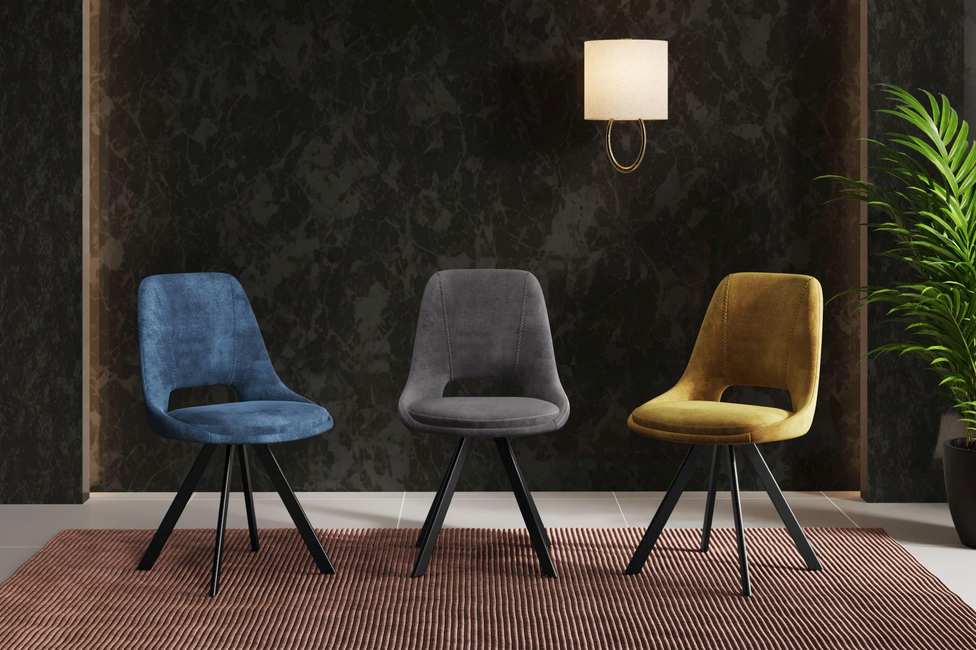 Product photograph of 2 X Kieler Mustard Fabric Swivel Dining Chair from Choice Furniture Superstore.