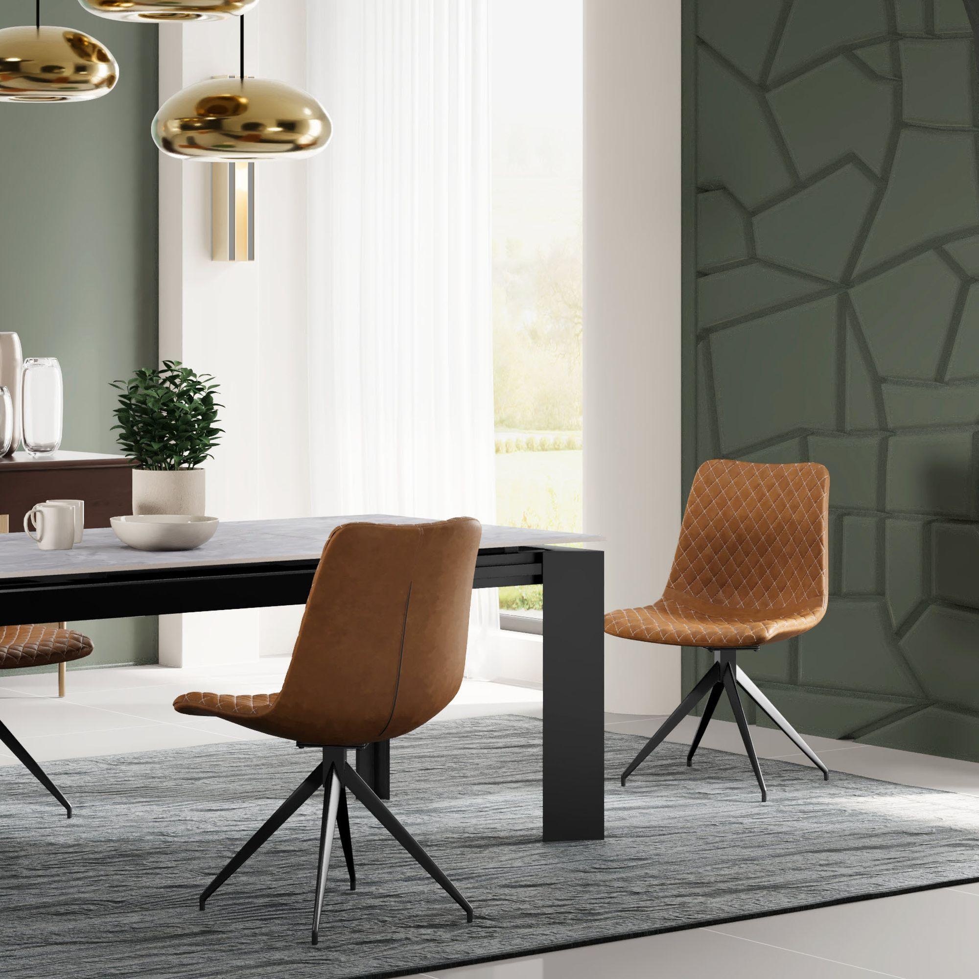 Product photograph of Set Of 2 Vera Brown Leather Dining Chair from Choice Furniture Superstore.