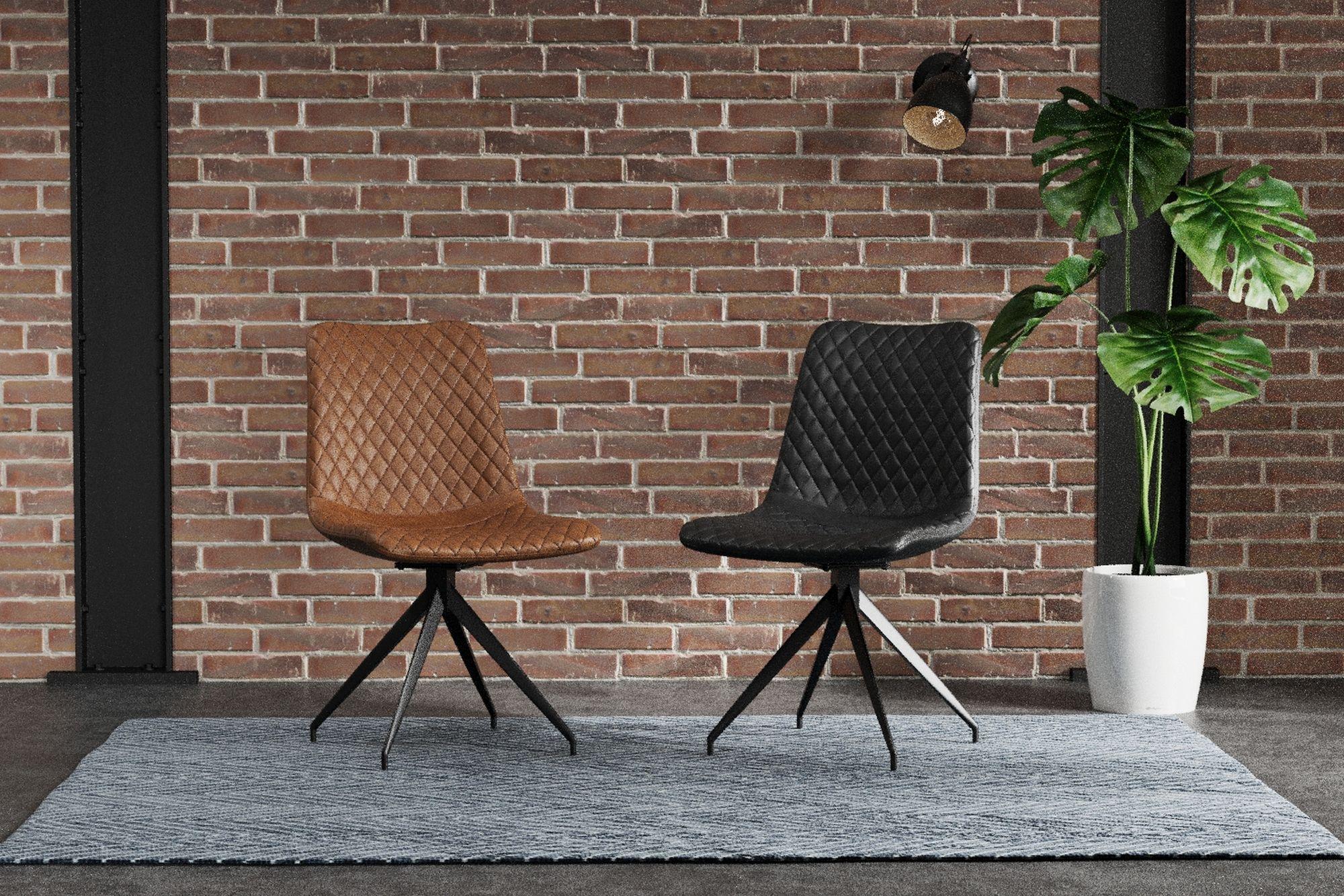 Product photograph of Set Of 2 Vera Brown Leather Dining Chair from Choice Furniture Superstore.