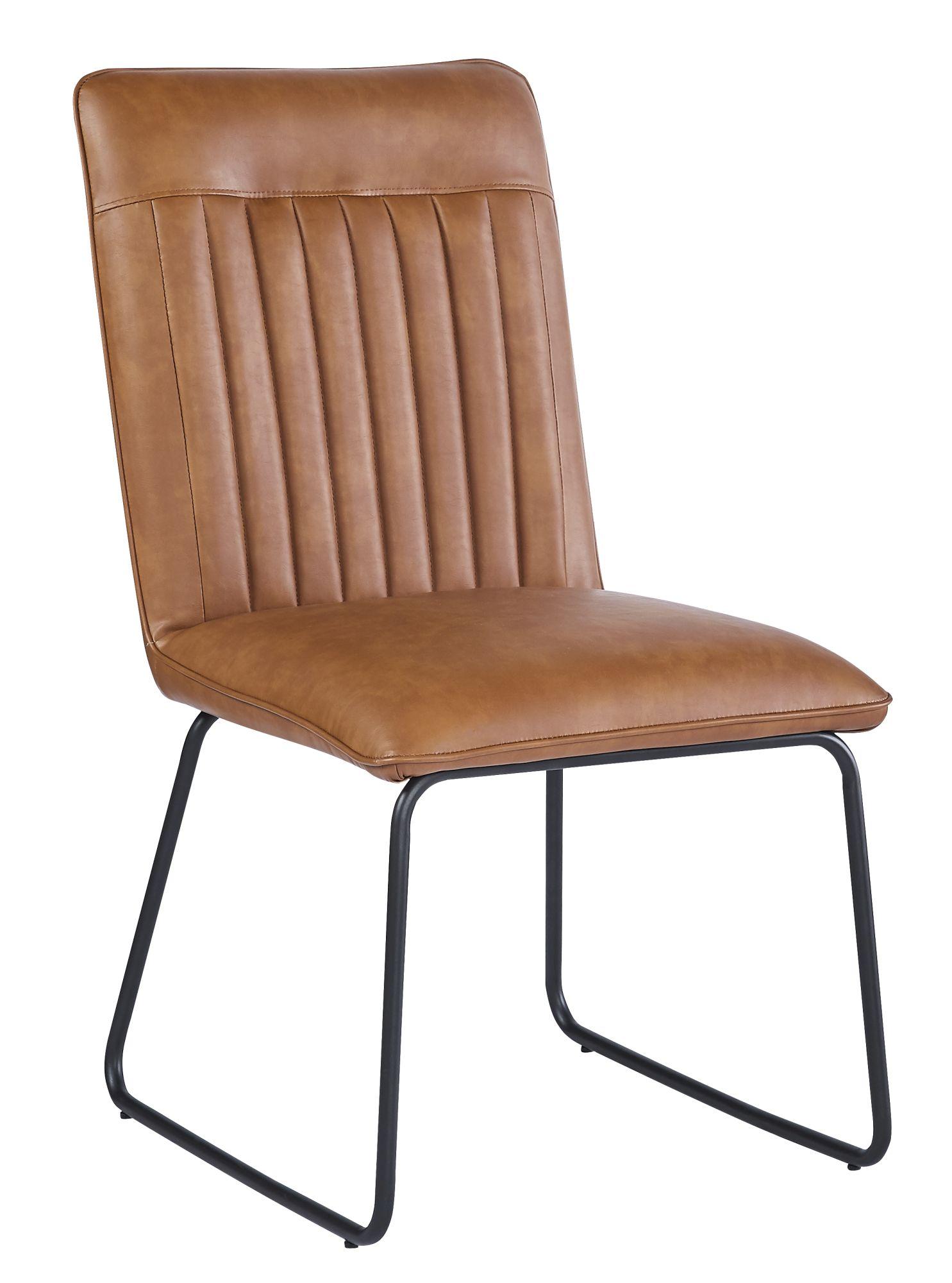 Product photograph of Set Of 2 Hilbert Brown Leather Dining Chair from Choice Furniture Superstore.