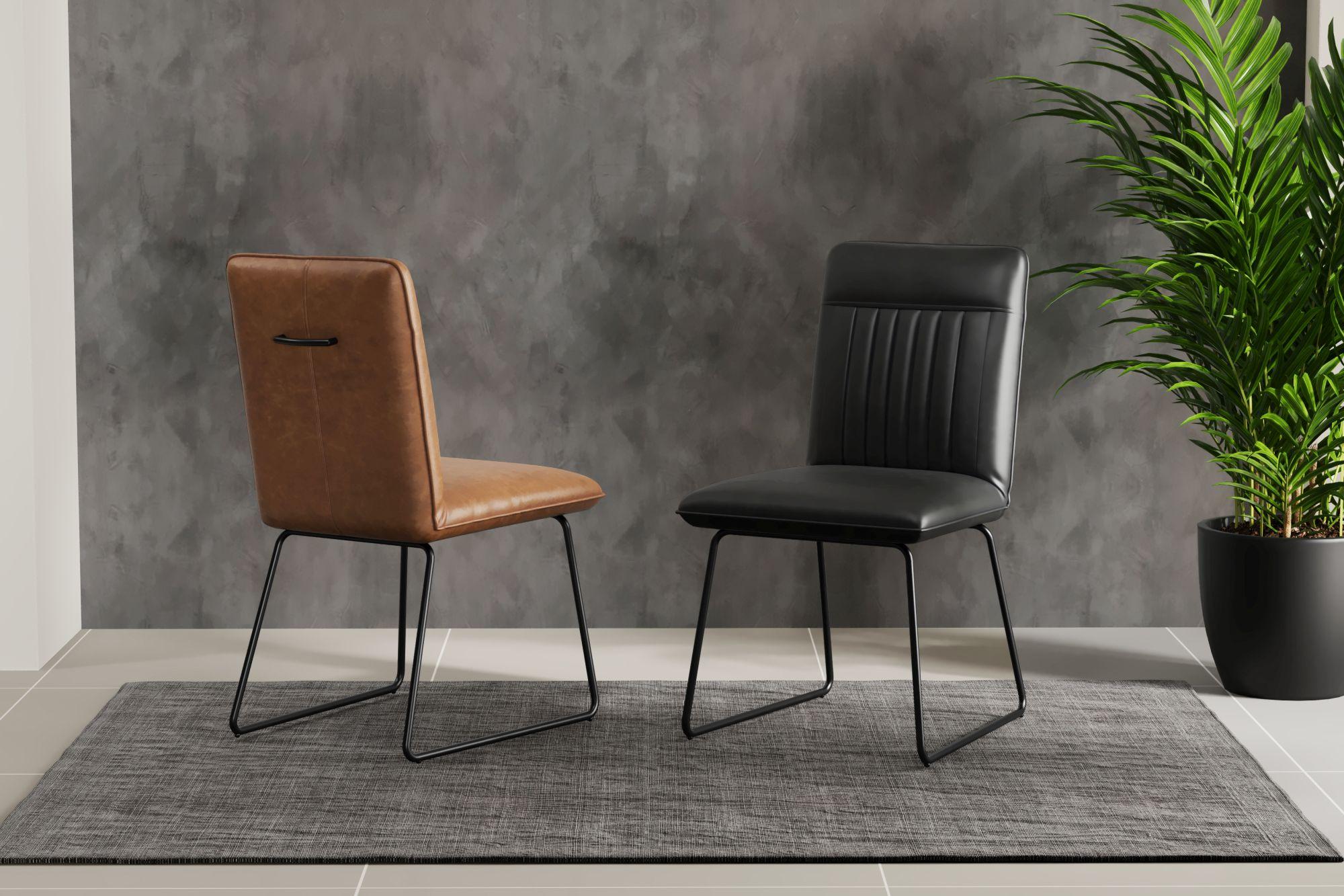 Product photograph of Set Of 2 Hilbert Brown Leather Dining Chair from Choice Furniture Superstore.