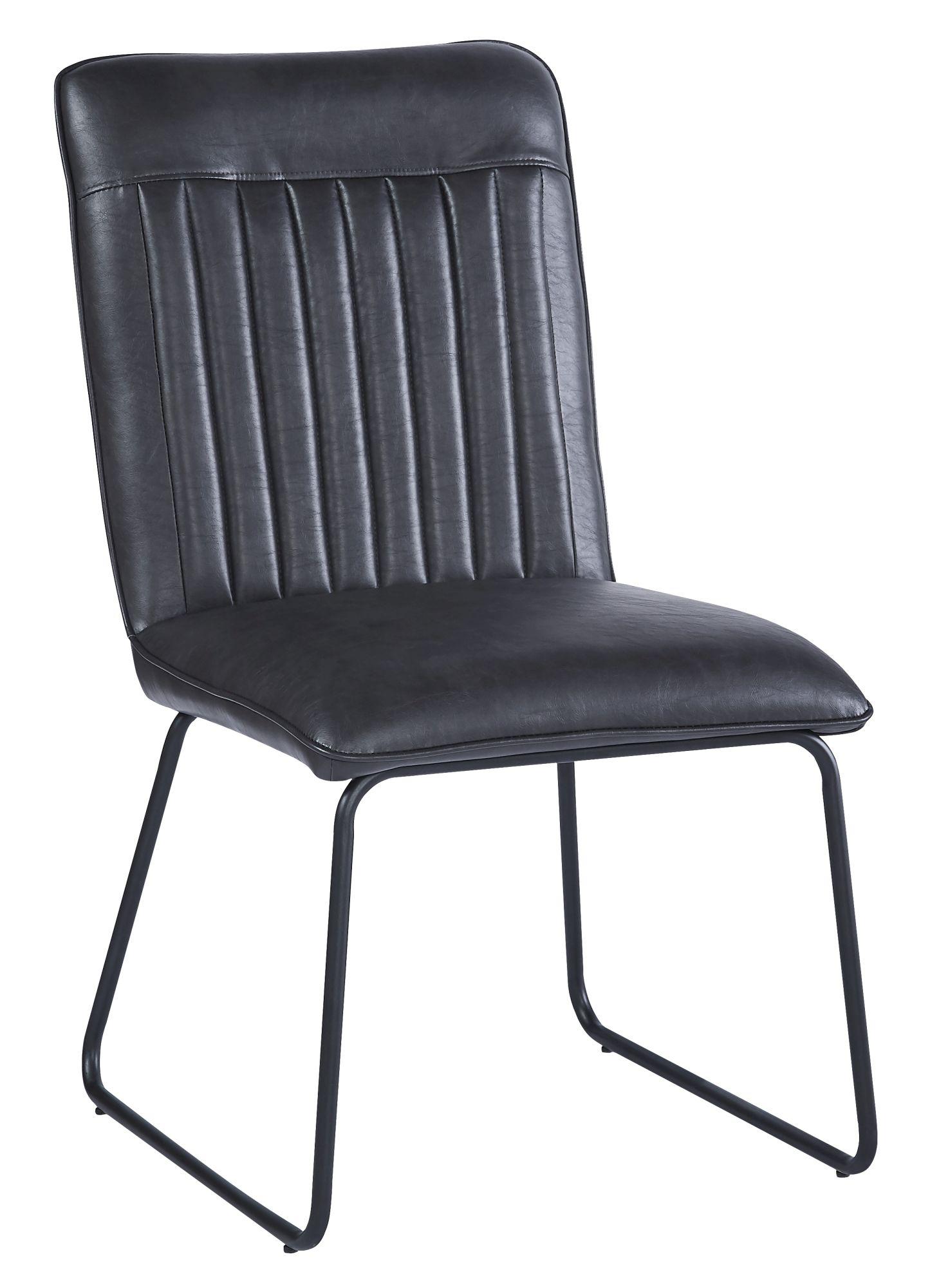 Product photograph of Set Of 2 Hilbert Black Leather Dining Chair from Choice Furniture Superstore.