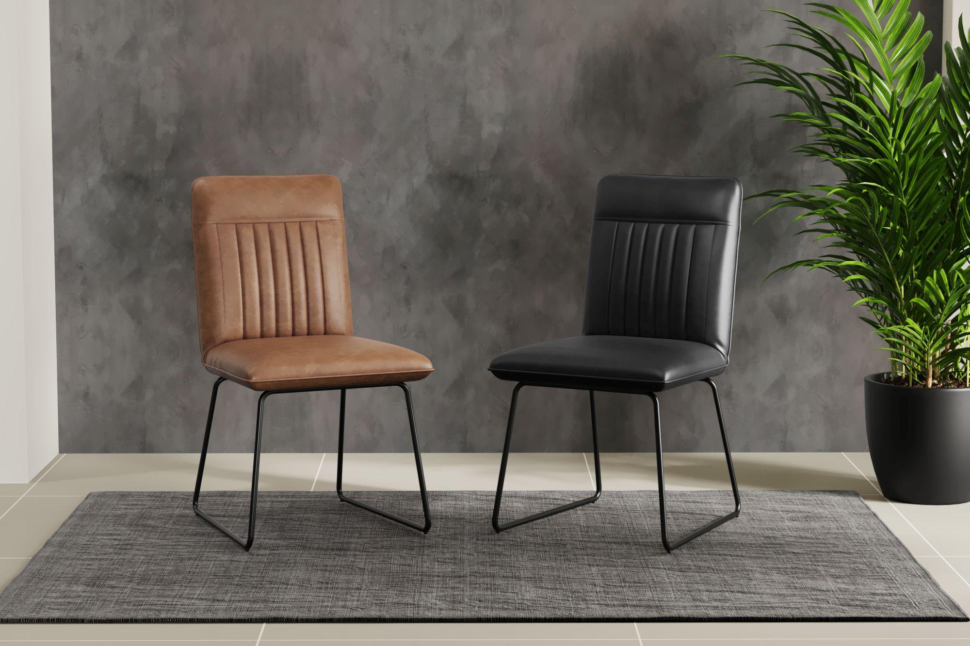 Product photograph of Set Of 2 Hilbert Black Leather Dining Chair from Choice Furniture Superstore.