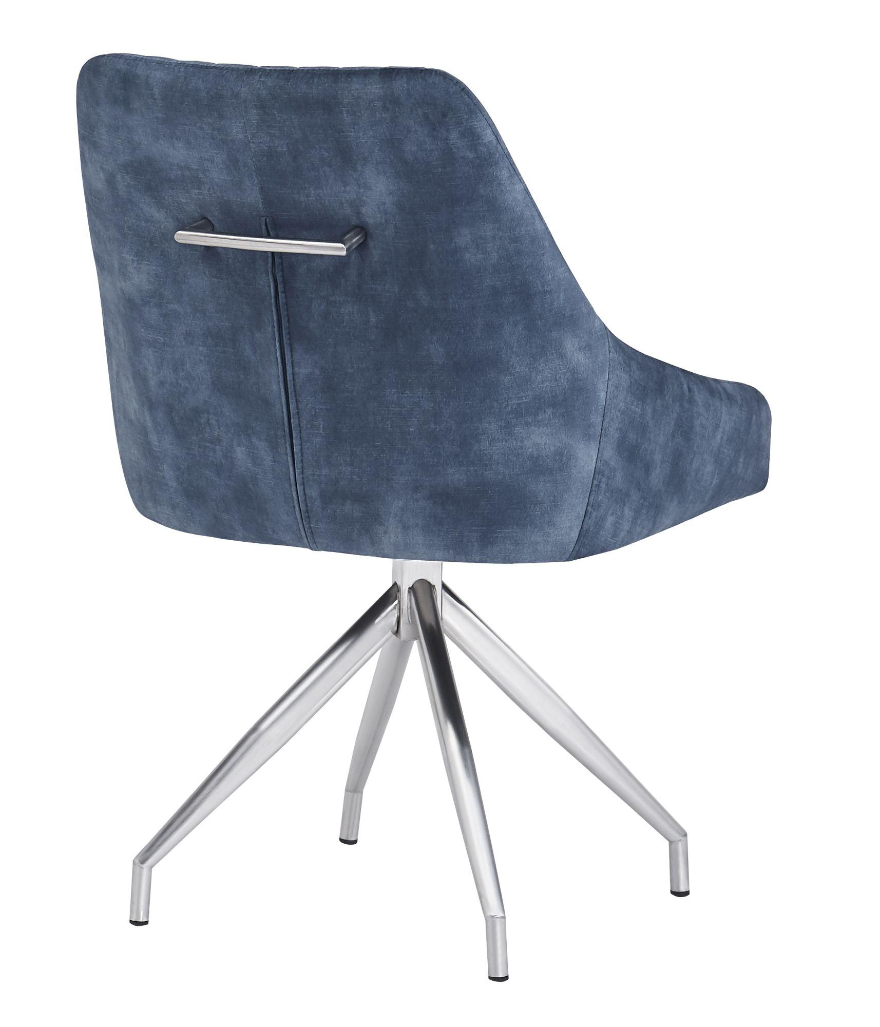 Product photograph of Set Of 2 Hico Blue Fabric Swivel Dining Chair With Silver Legs from Choice Furniture Superstore.