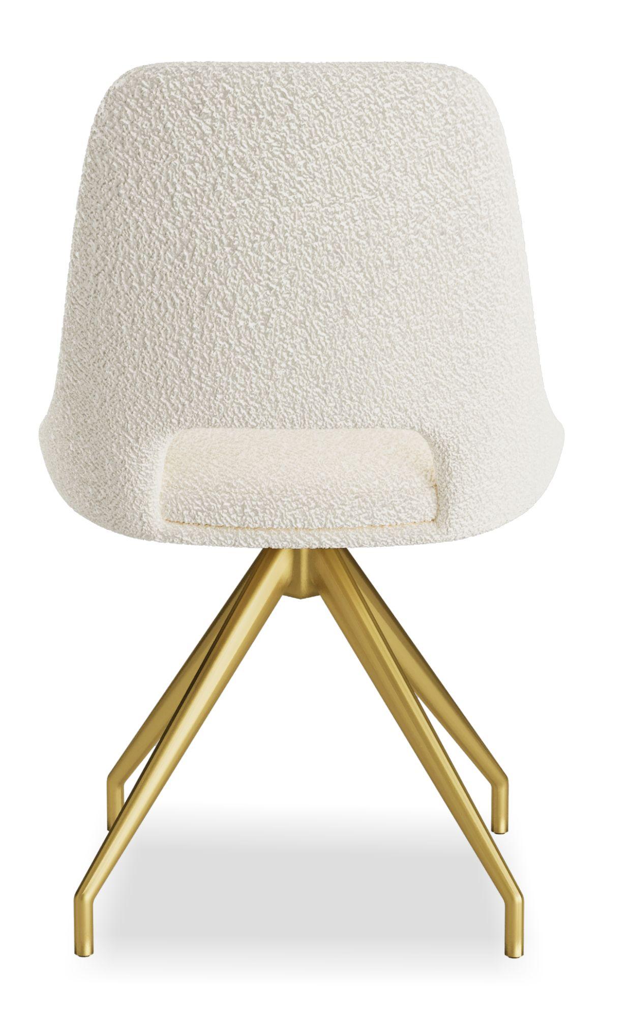 Product photograph of Kieler S Boucle Cream Fabric And Gold Swivel Dining Chair Sold In Pairs from Choice Furniture Superstore.