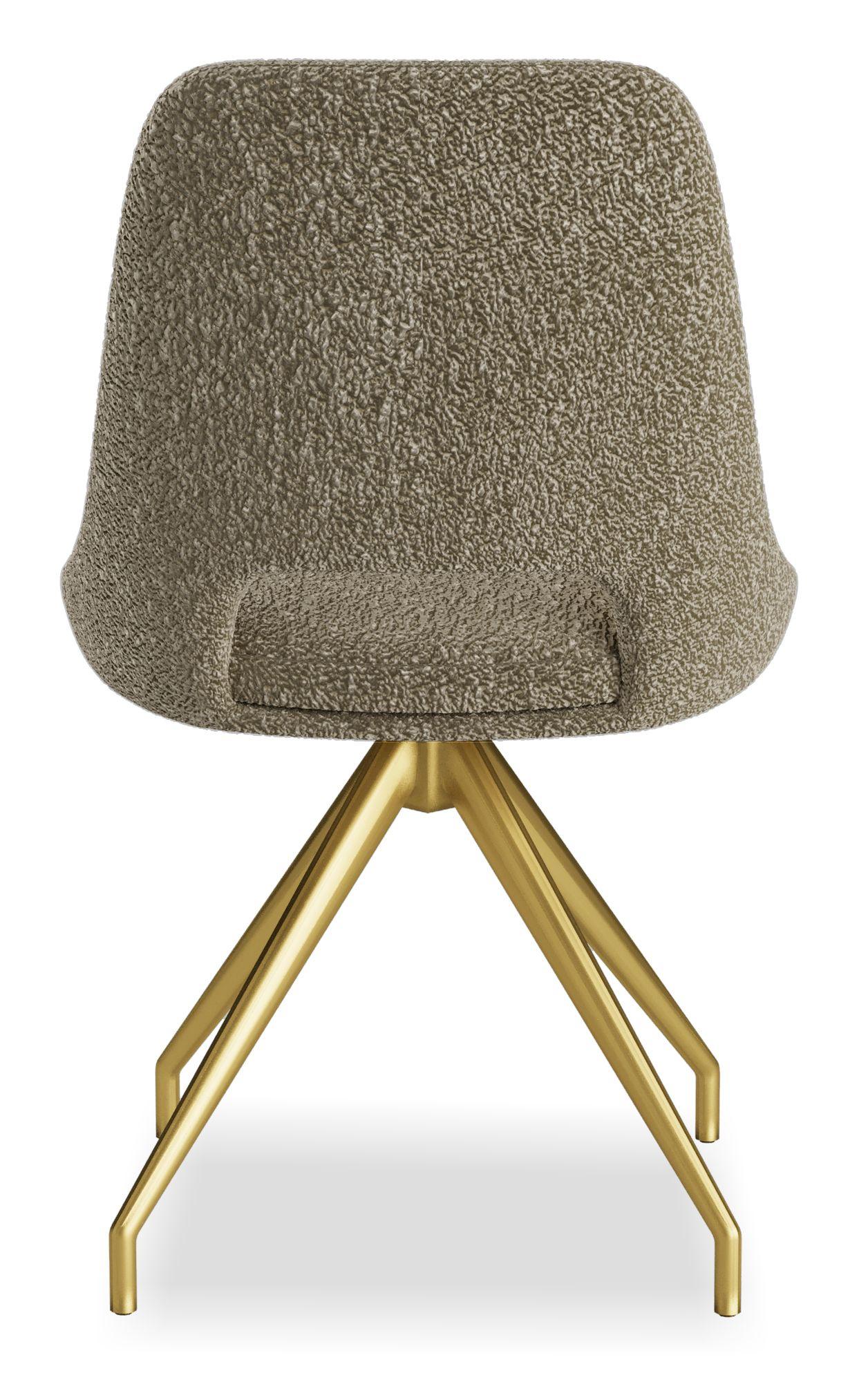 Product photograph of Kieler S Boucle Stone Fabric And Gold Swivel Dining Chair Sold In Pairs from Choice Furniture Superstore.