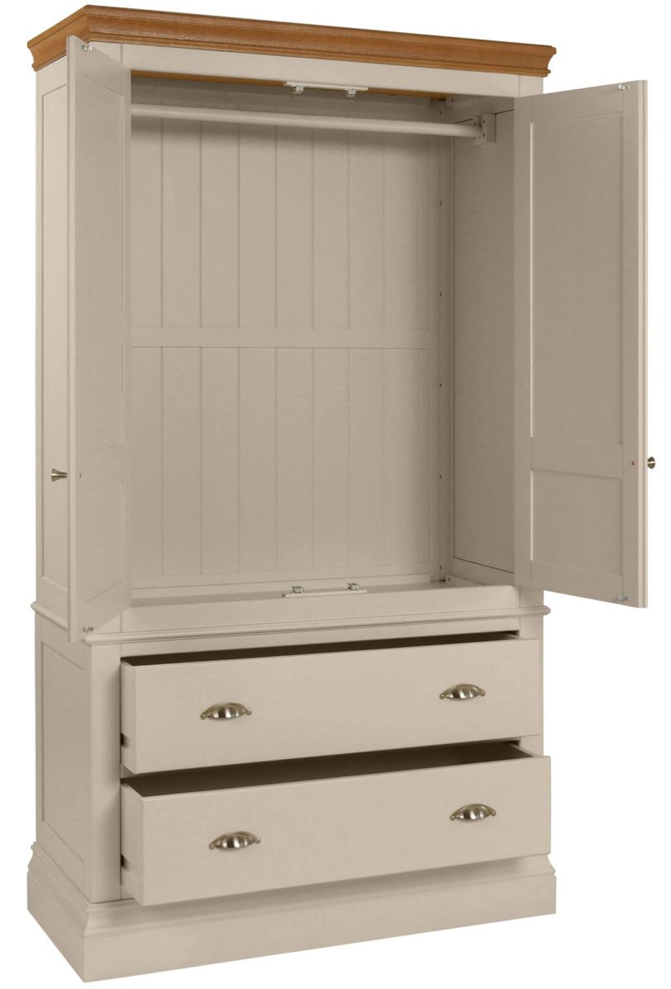 Product photograph of Versailles Old Lace Painted 2 Door Combi Wardrobe from Choice Furniture Superstore.